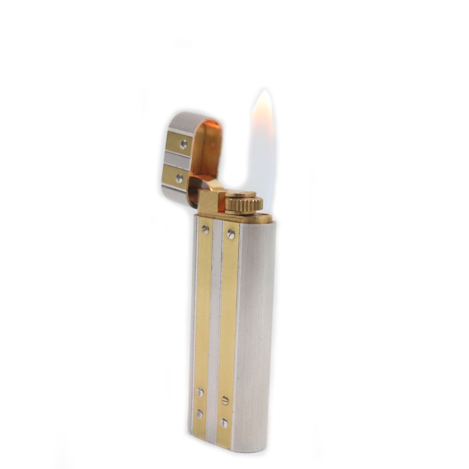 Cartier Santos Oval Gas Lighter Silver Gold