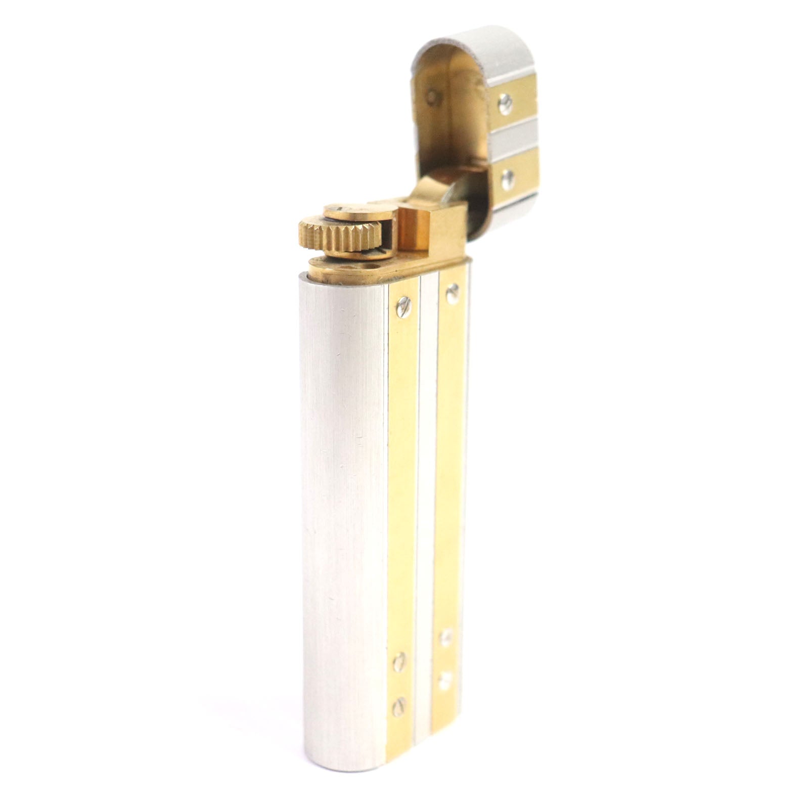 Cartier Santos Oval Gas Lighter Silver Gold