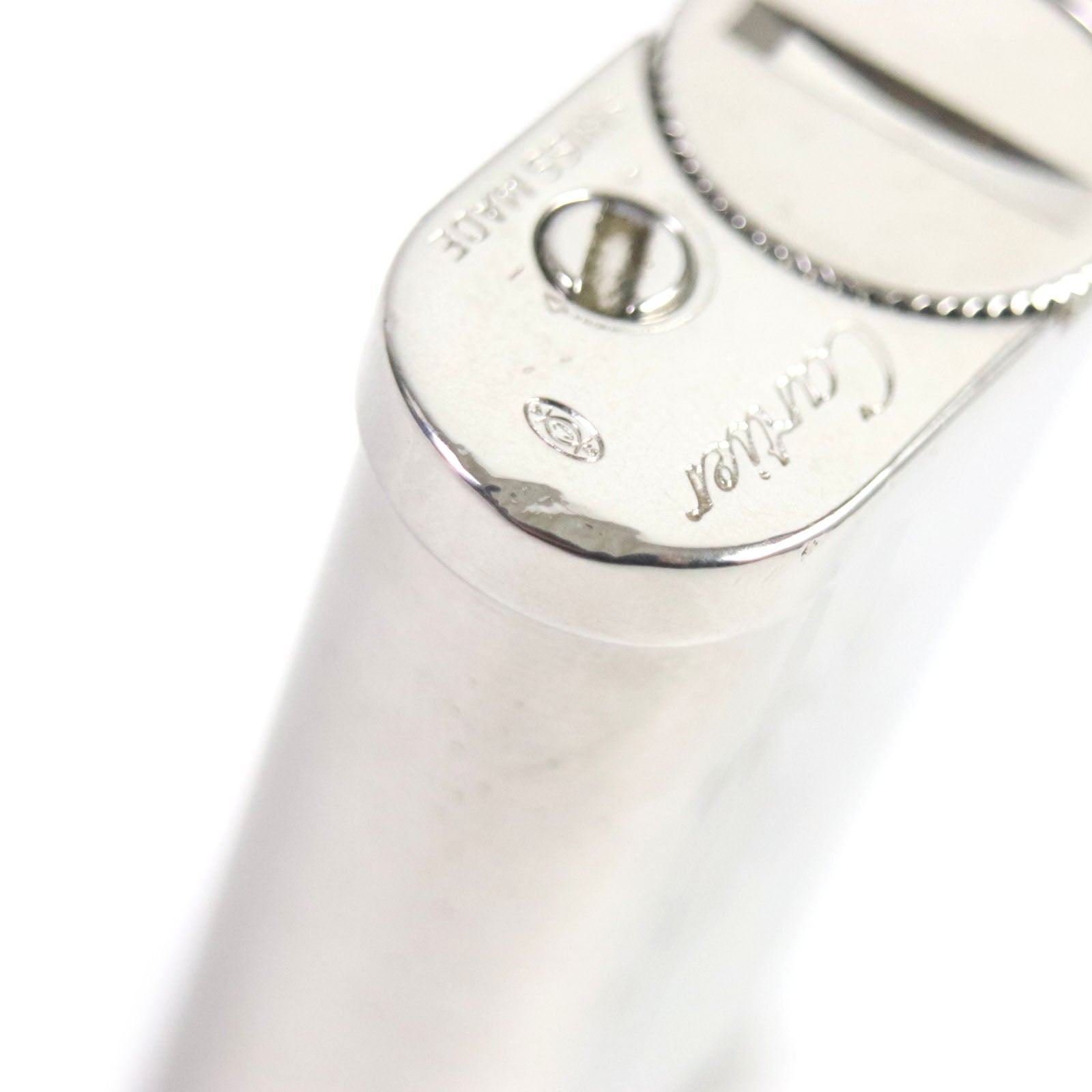 Cartier Oval Godron Logo Roller Gas Lighter Silver