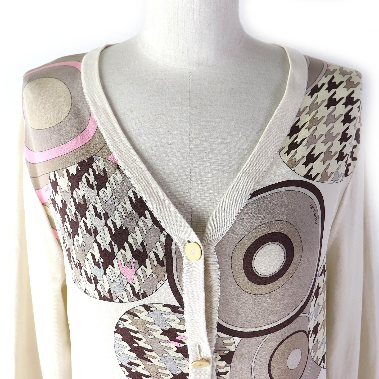 LEONARD FASHION Women's Cardigan Beige Multicolor M