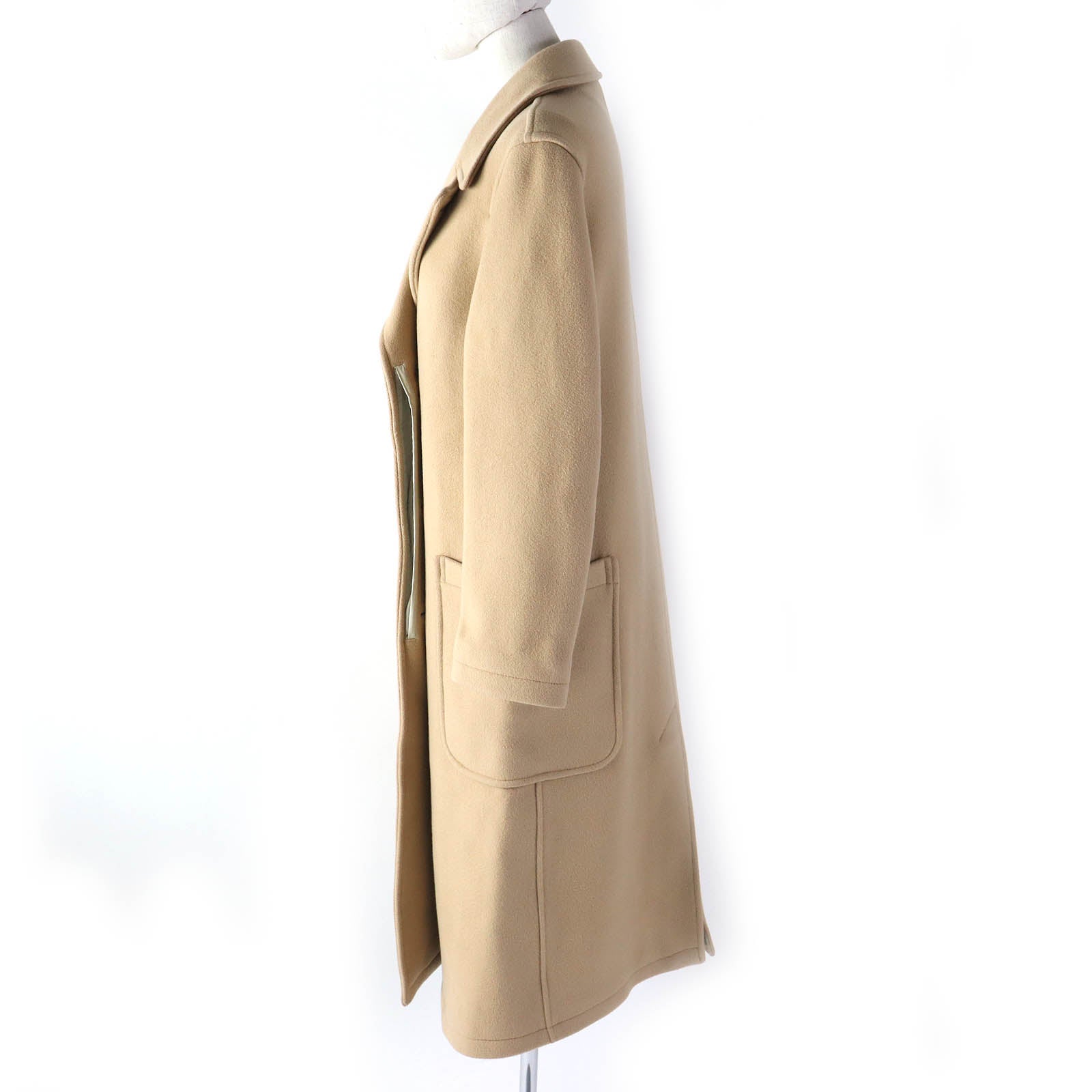 Gloverall F8441 Long Reefer Wool Coat XS Beige