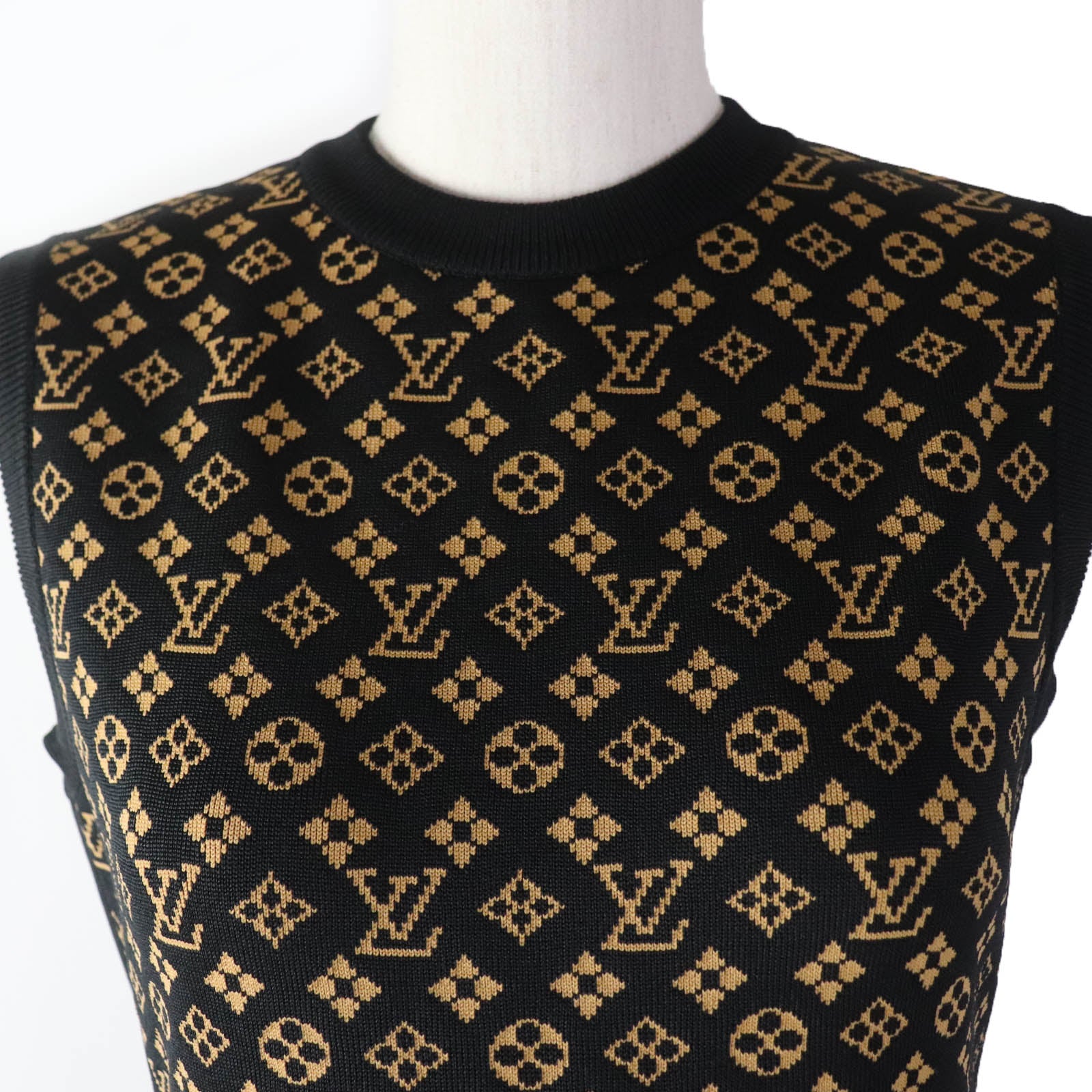 Louis Vuitton Silk Nylon Monogram Knit Dress XS