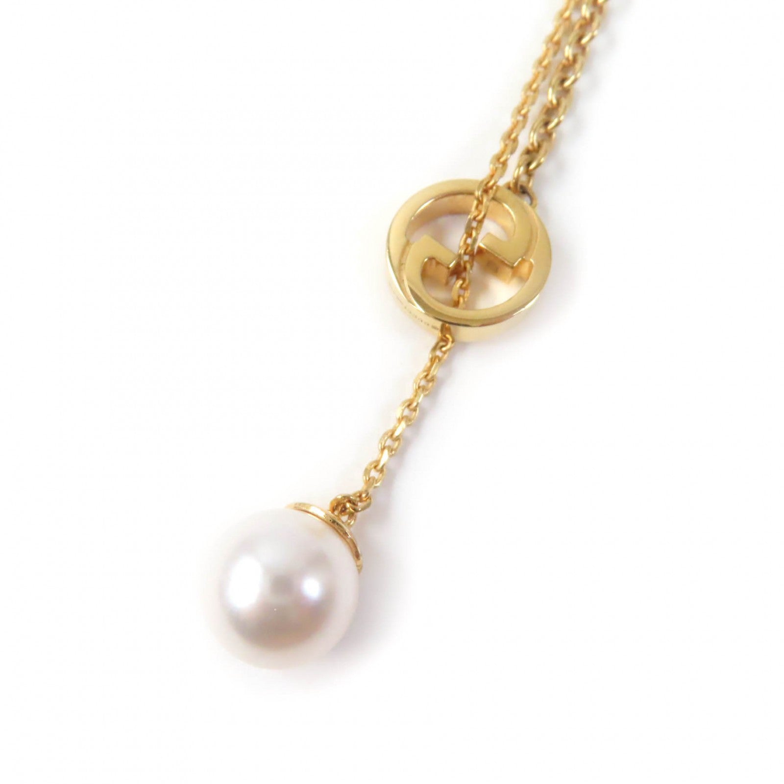 Gucci Blondie Pearl Drop Necklace Gold Glass Pearl