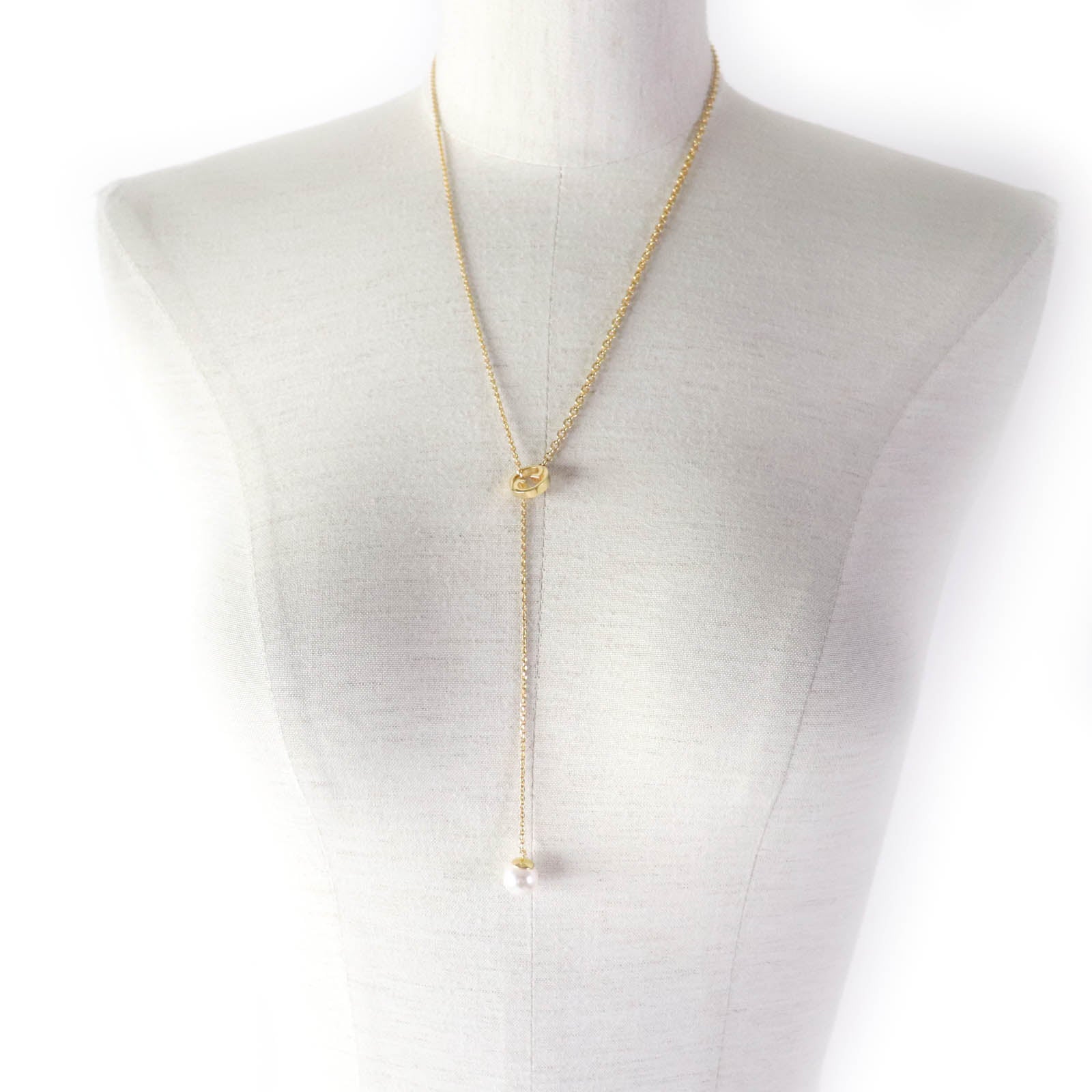 Gucci Blondie Pearl Drop Necklace Gold Glass Pearl