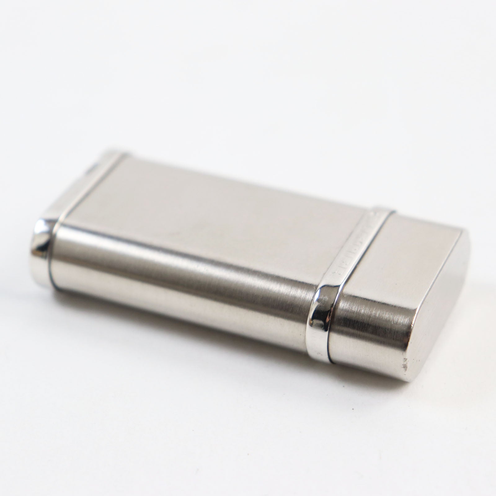 Cartier Silver Godron Logo Gas Lighter