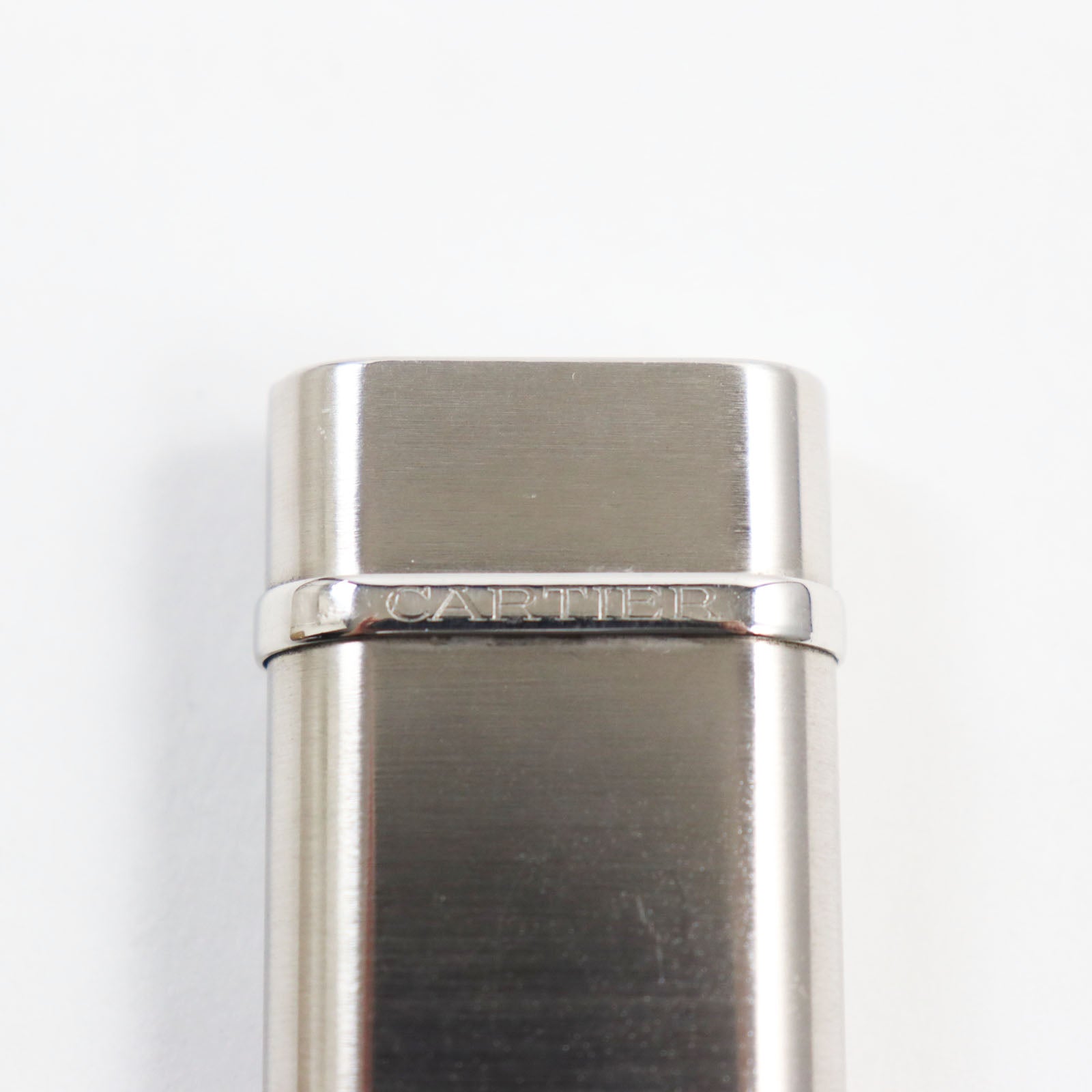 Cartier Silver Godron Logo Gas Lighter