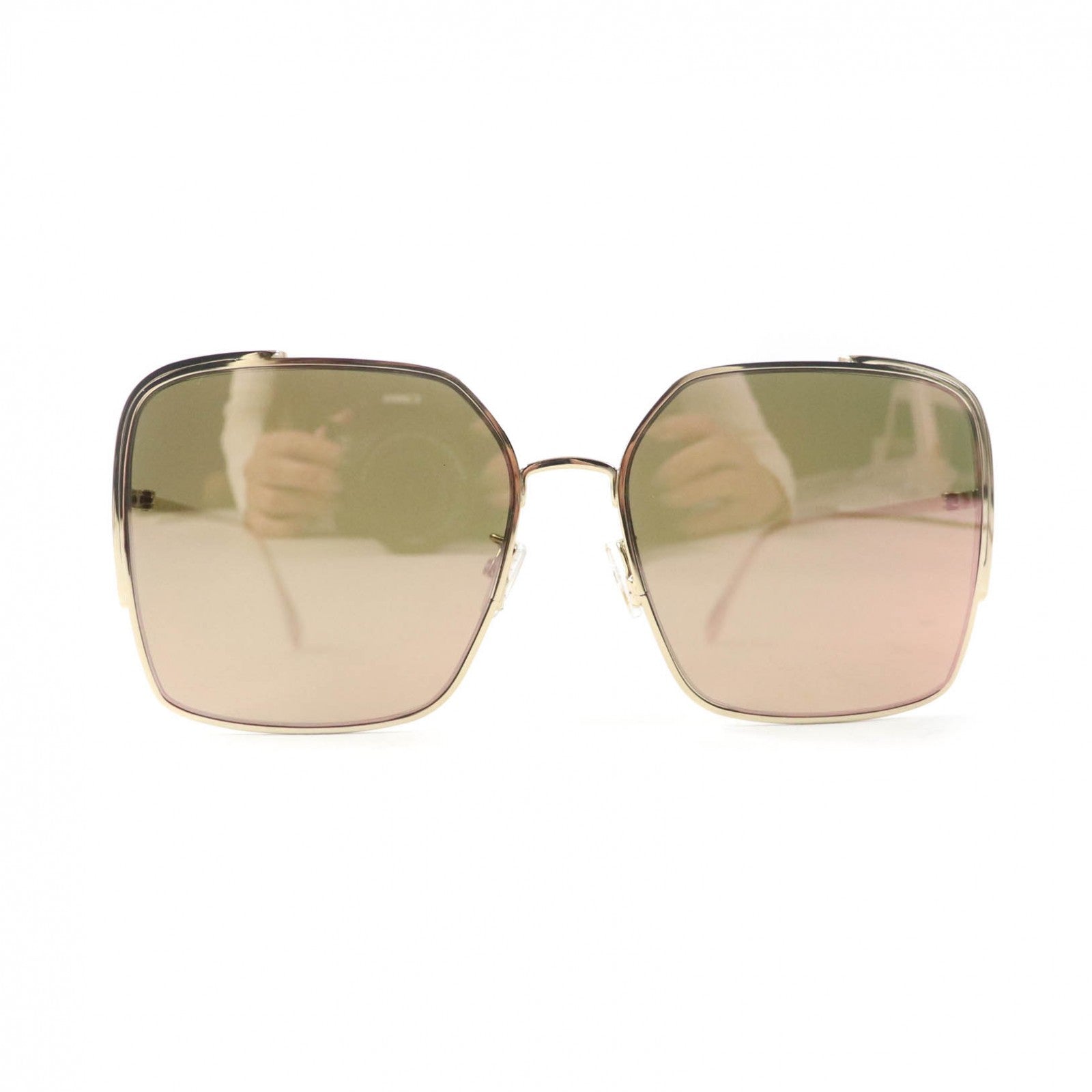 Fendi FF Logo Square Mirror Sunglasses Gold