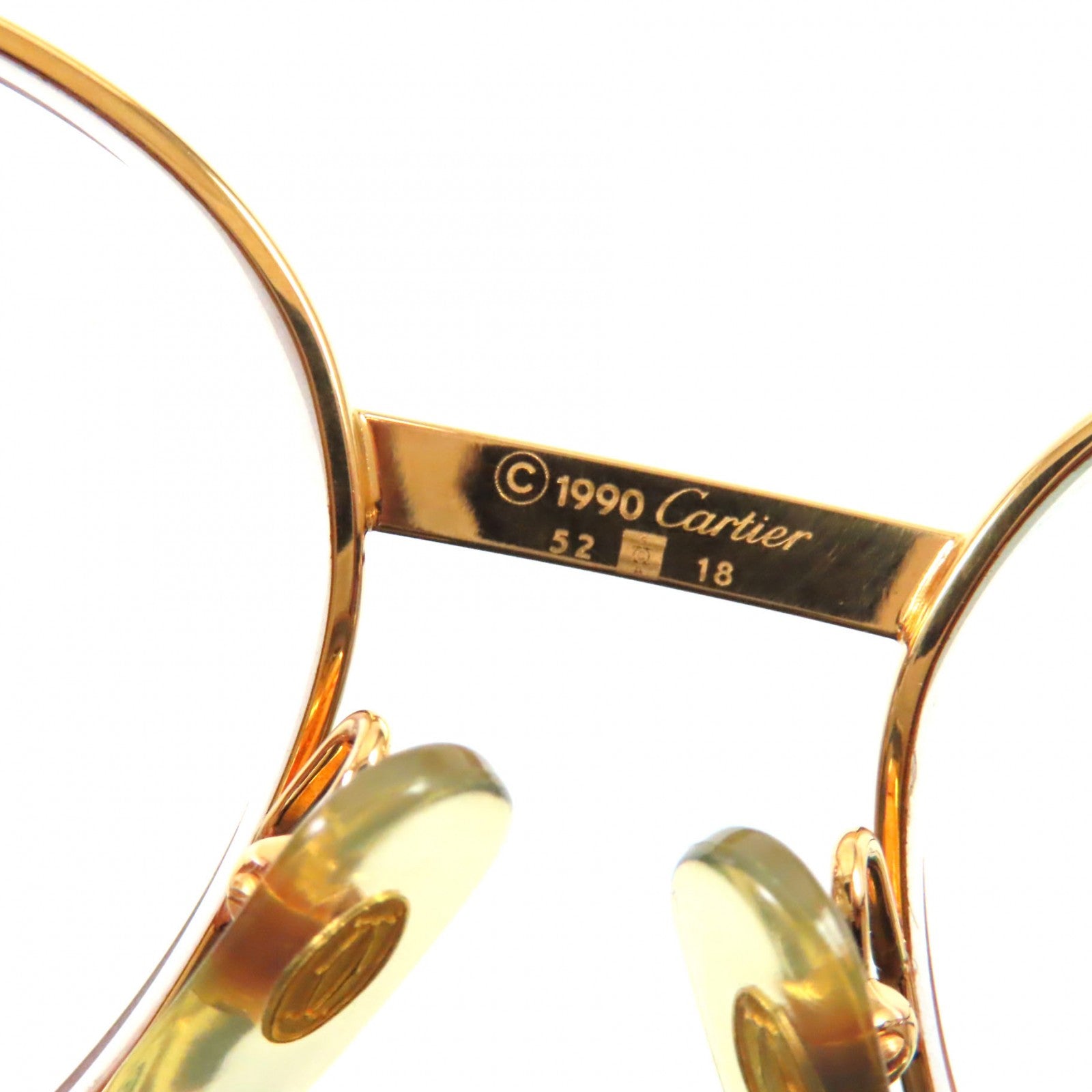 Cartier Metal Wood Temple Glasses Gold Brown