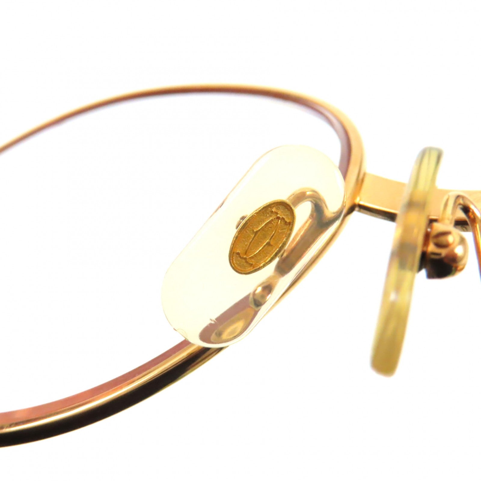 Cartier Metal Wood Temple Glasses Gold Brown