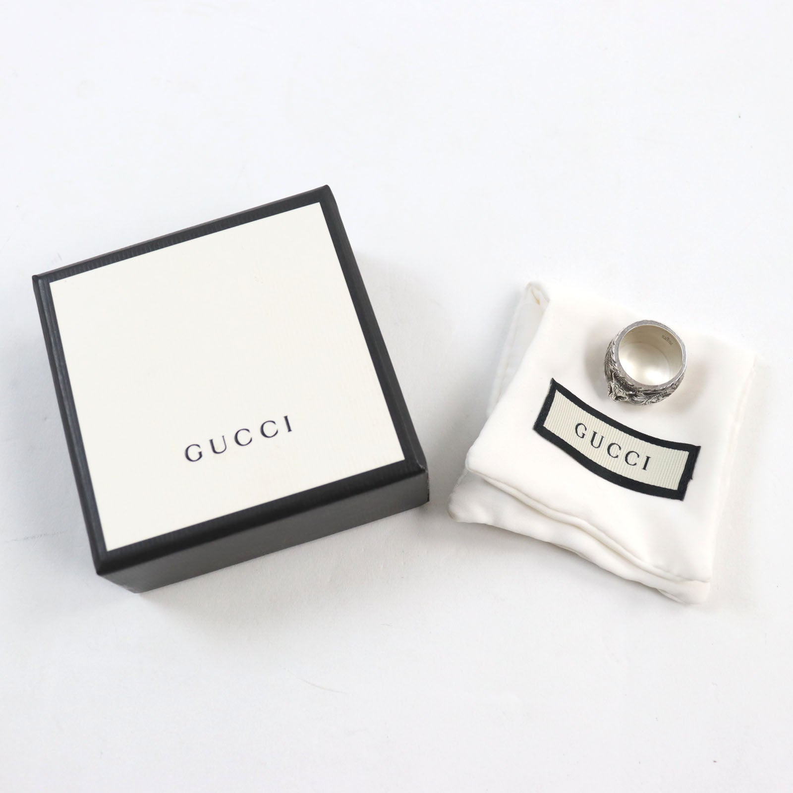 Gucci Silver Cat Head Ring 433573