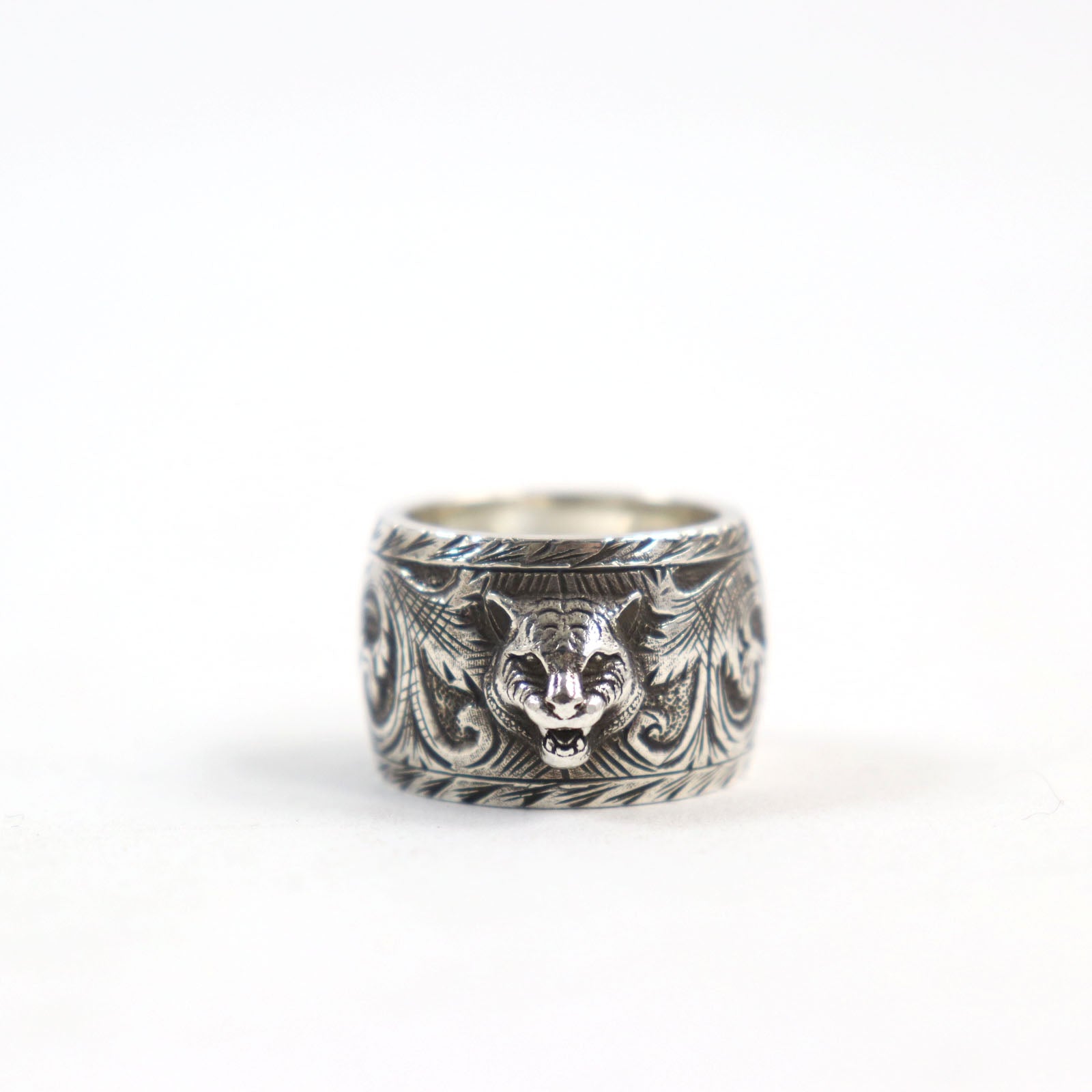 Gucci Silver Cat Head Ring 433573