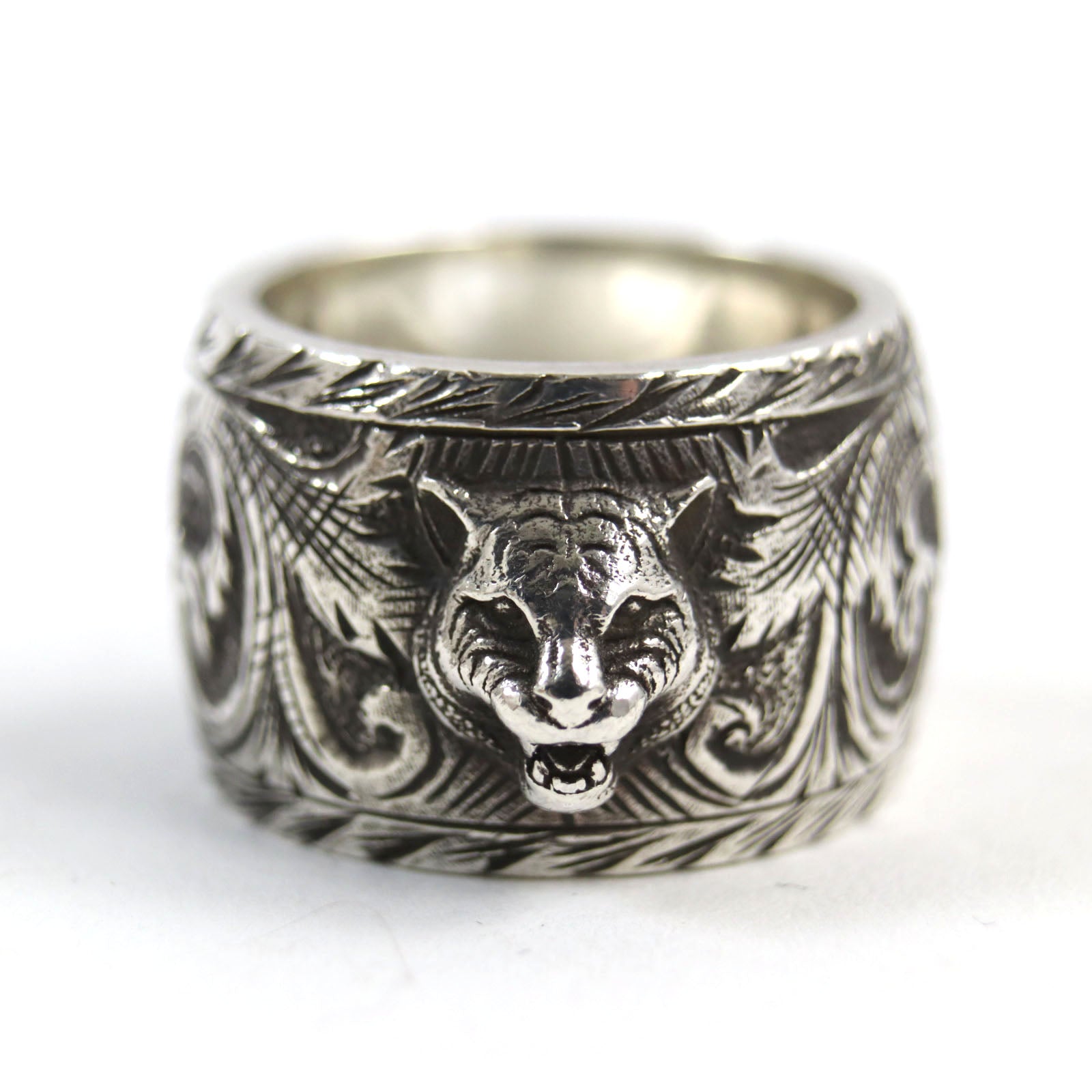 Gucci Silver Cat Head Ring 433573