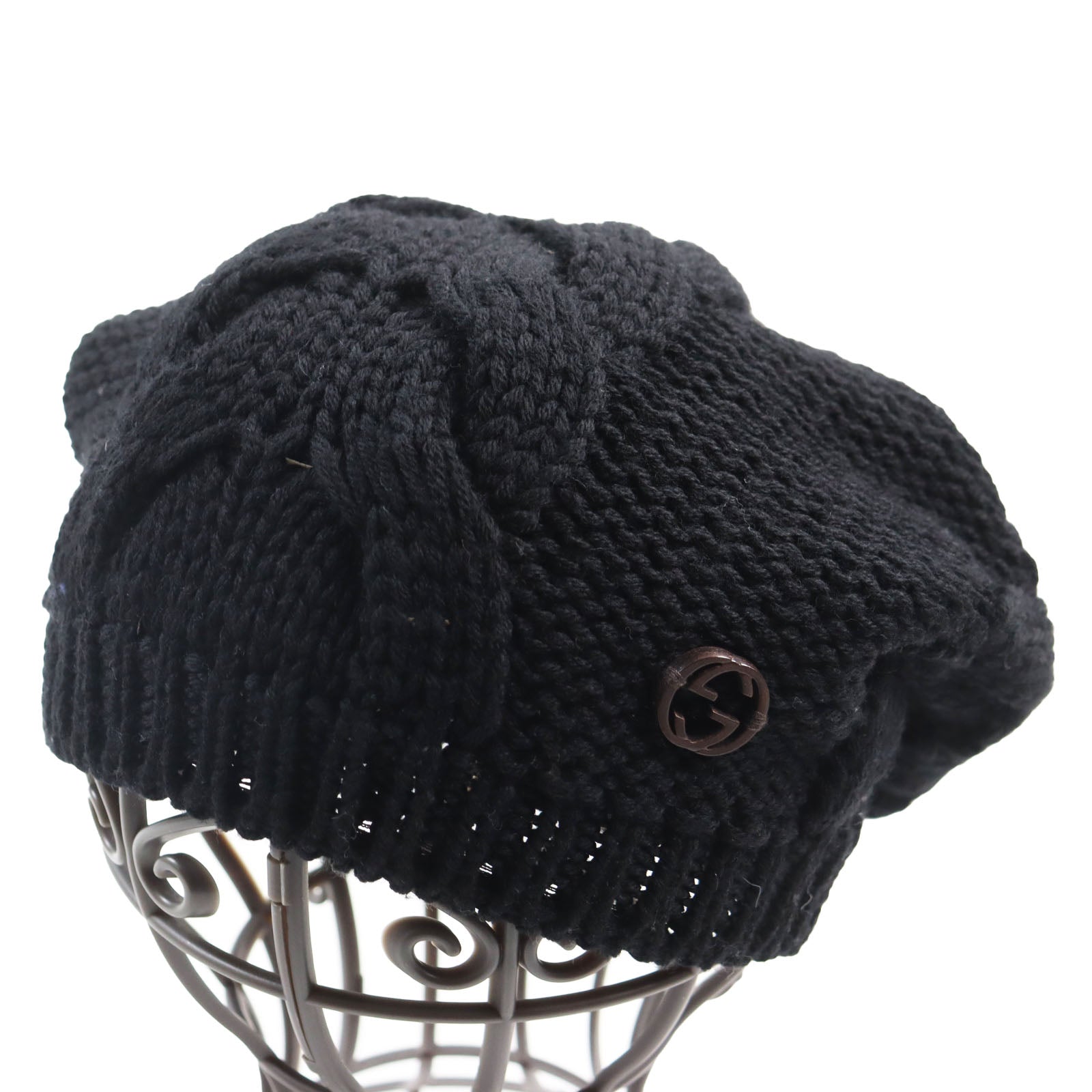 Gucci Wool Interlocking G Knit Hat Black L