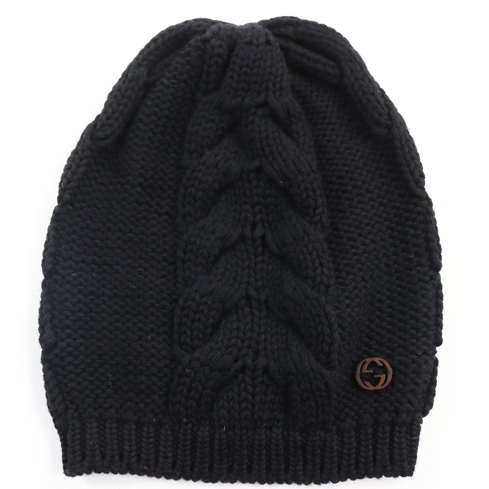 Gucci Wool Interlocking G Knit Hat Black L