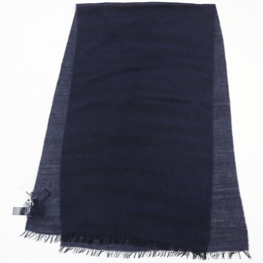 Emporio Armani Wool Rayon Logo Fringe Scarf