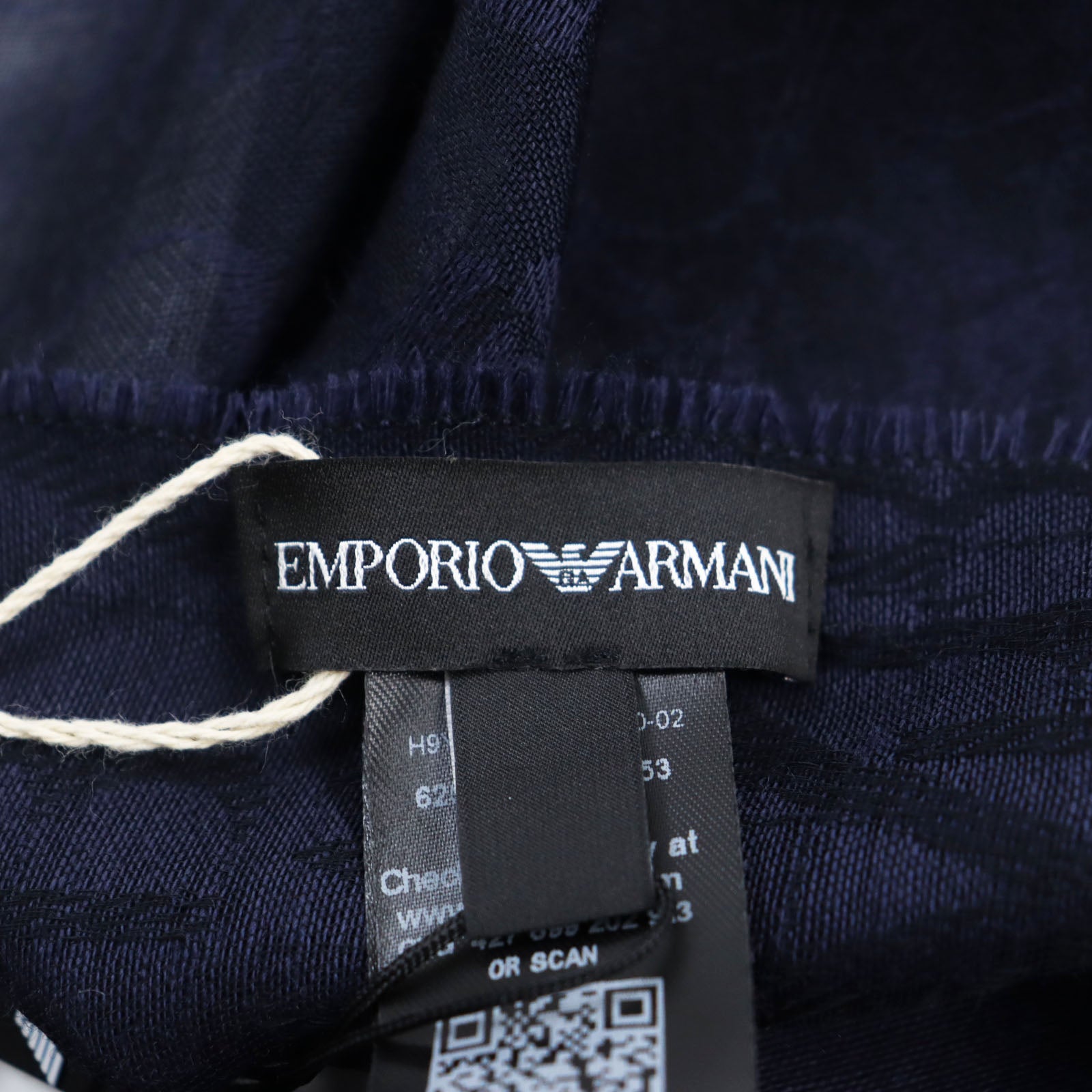 Emporio Armani Wool Rayon Logo Fringe Scarf