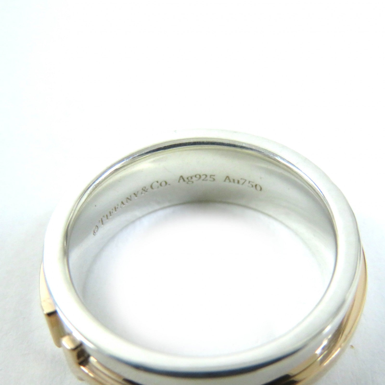 Tiffany & Co T TWO Narrow Ring Silver Gold