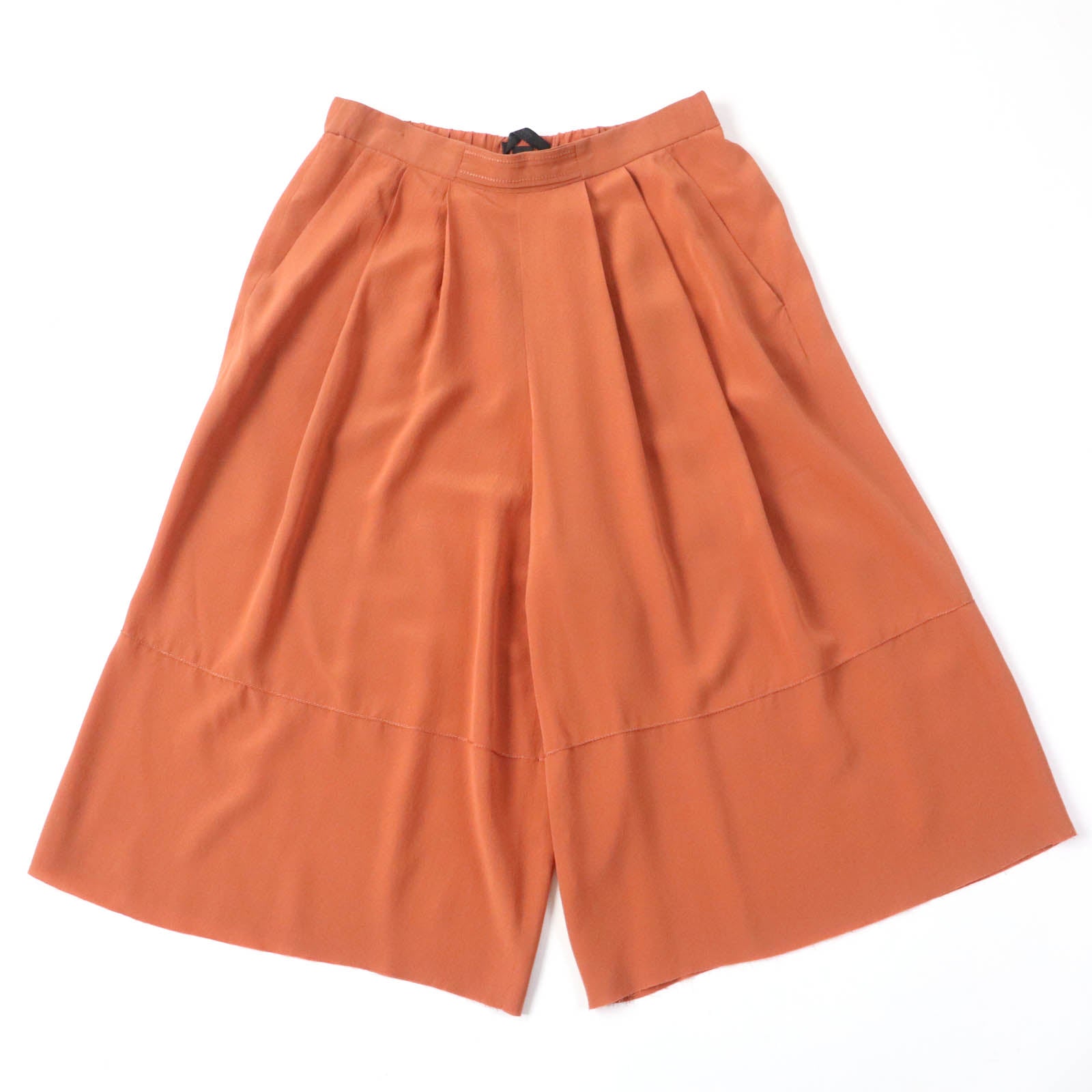 THE ROW Silk Cut-off Hem Design Shorts Orange