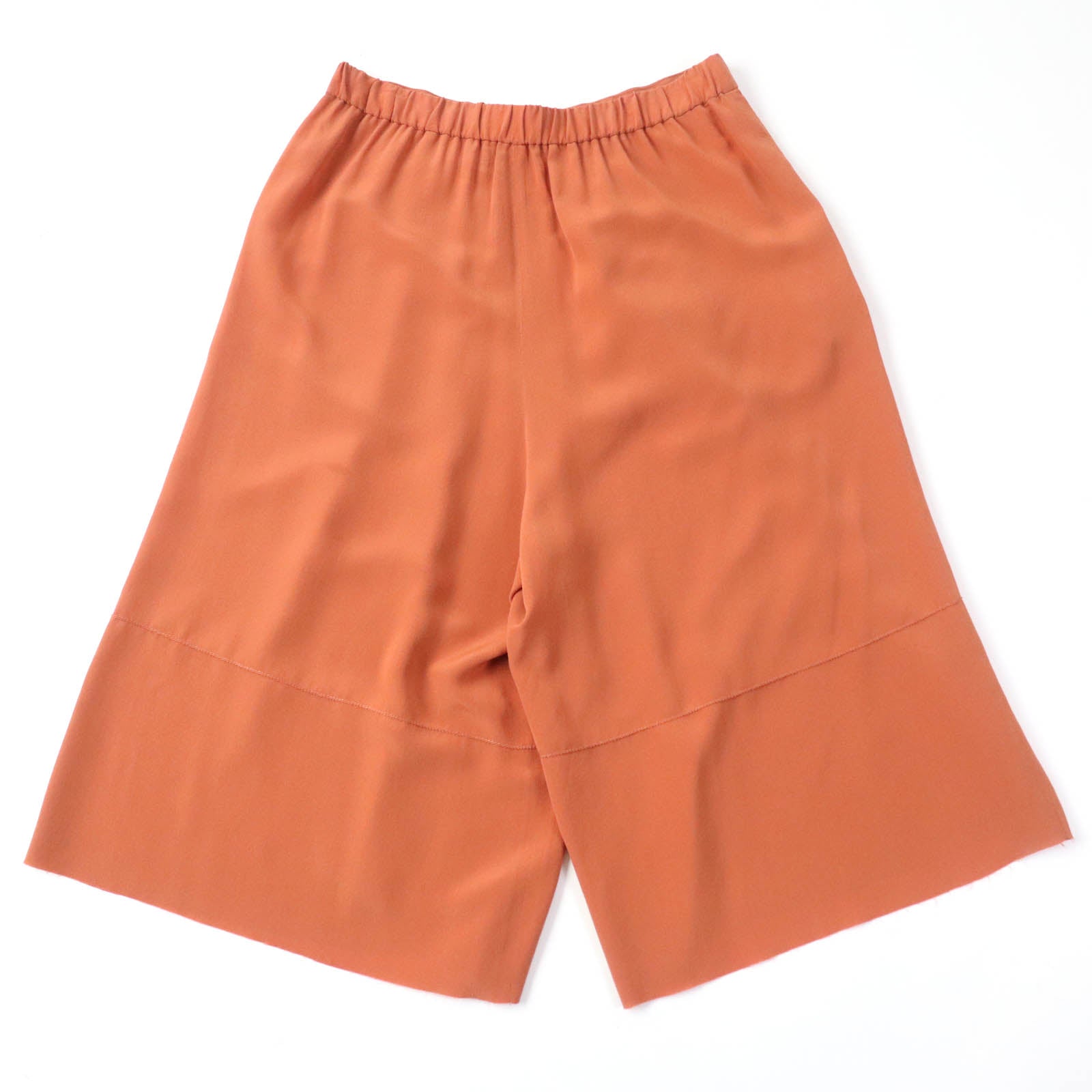 THE ROW Silk Cut-off Hem Design Shorts Orange