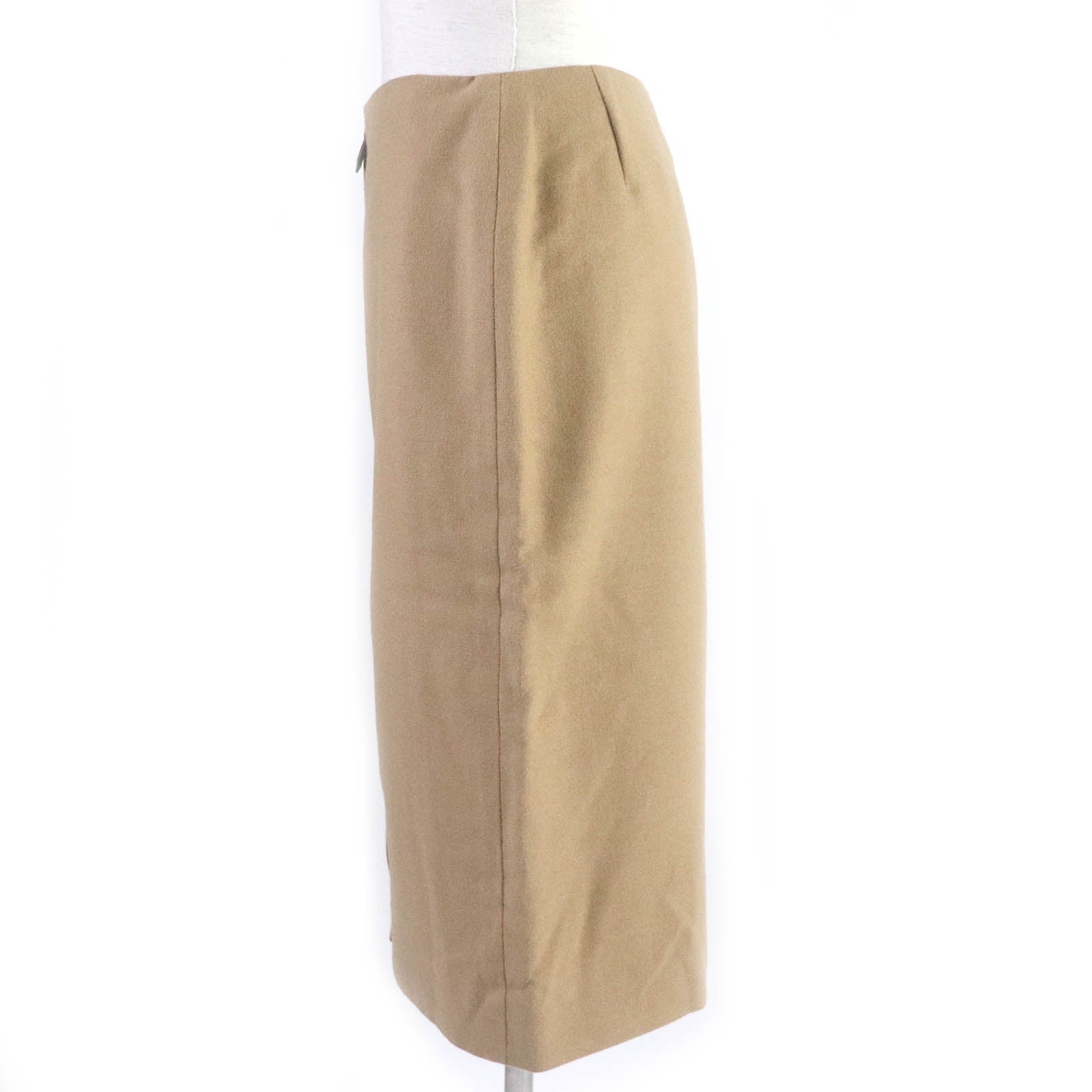 Hermes Camel Silk Leather Midi Skirt 34