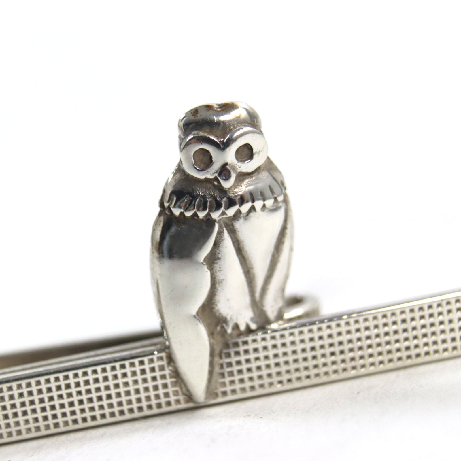 Hermes Owl Motif Silver Tie Pin