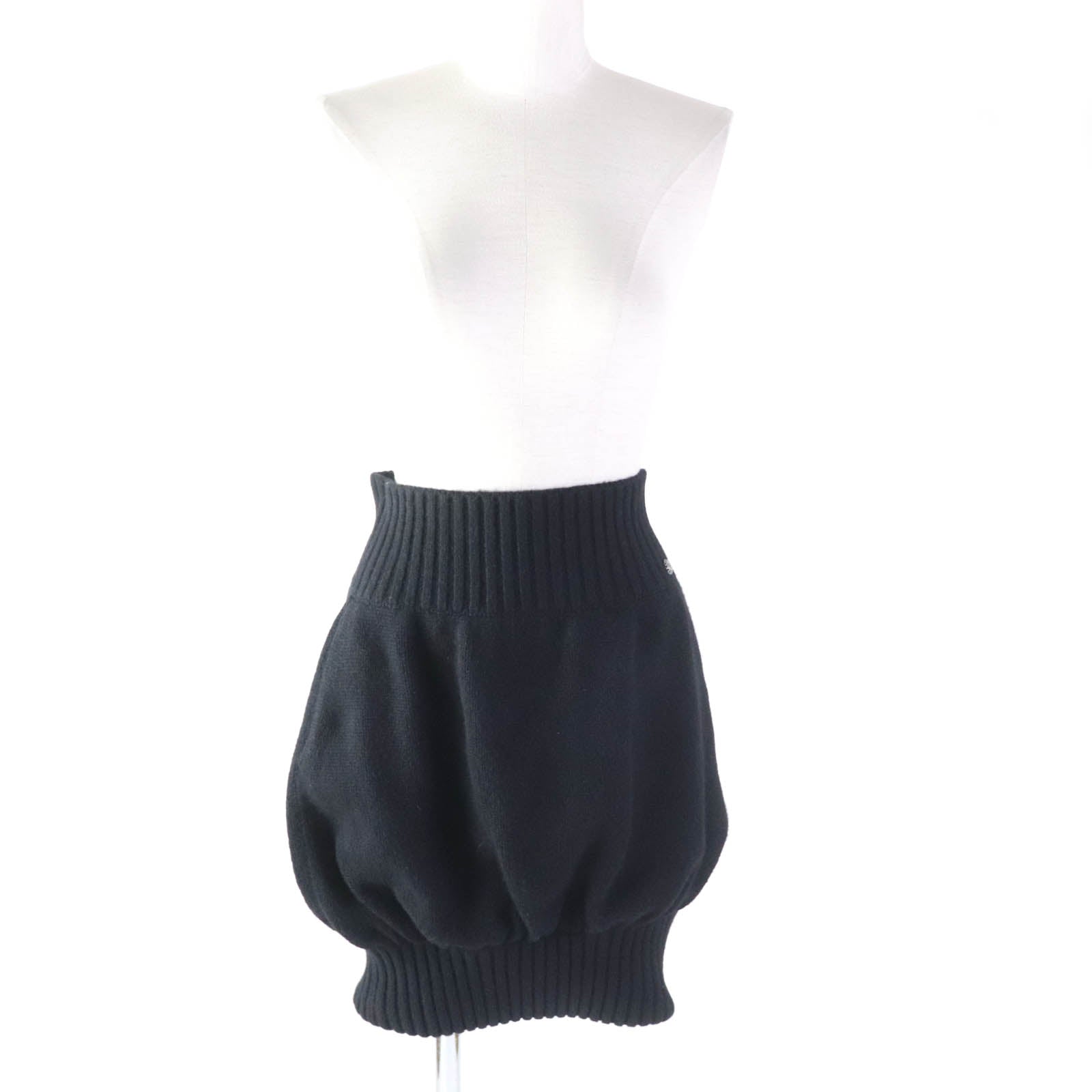 Chanel Cashmere Knit Skirt Black 36