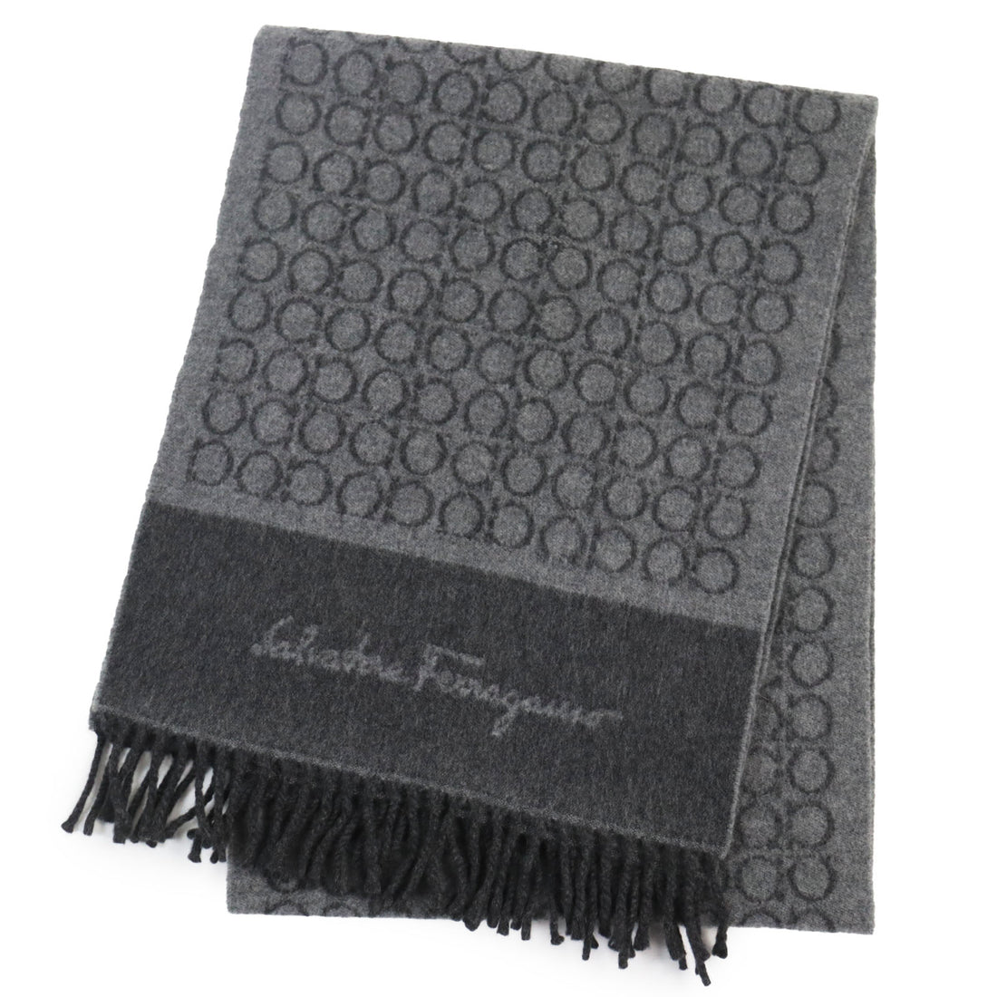 Salvatore Ferragamo Cashmere Gancini Scarf Gray