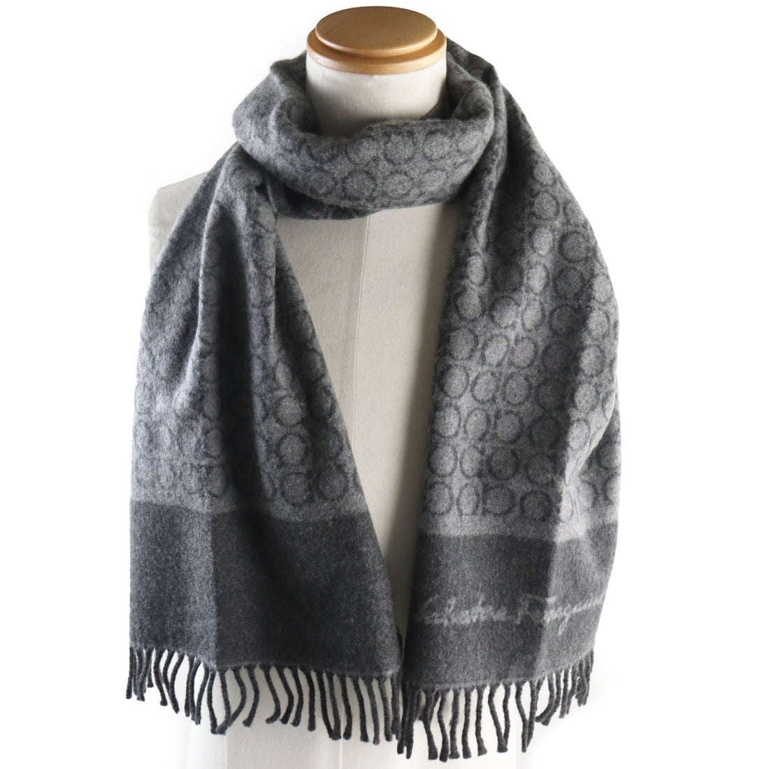 Salvatore Ferragamo Cashmere Gancini Scarf Gray