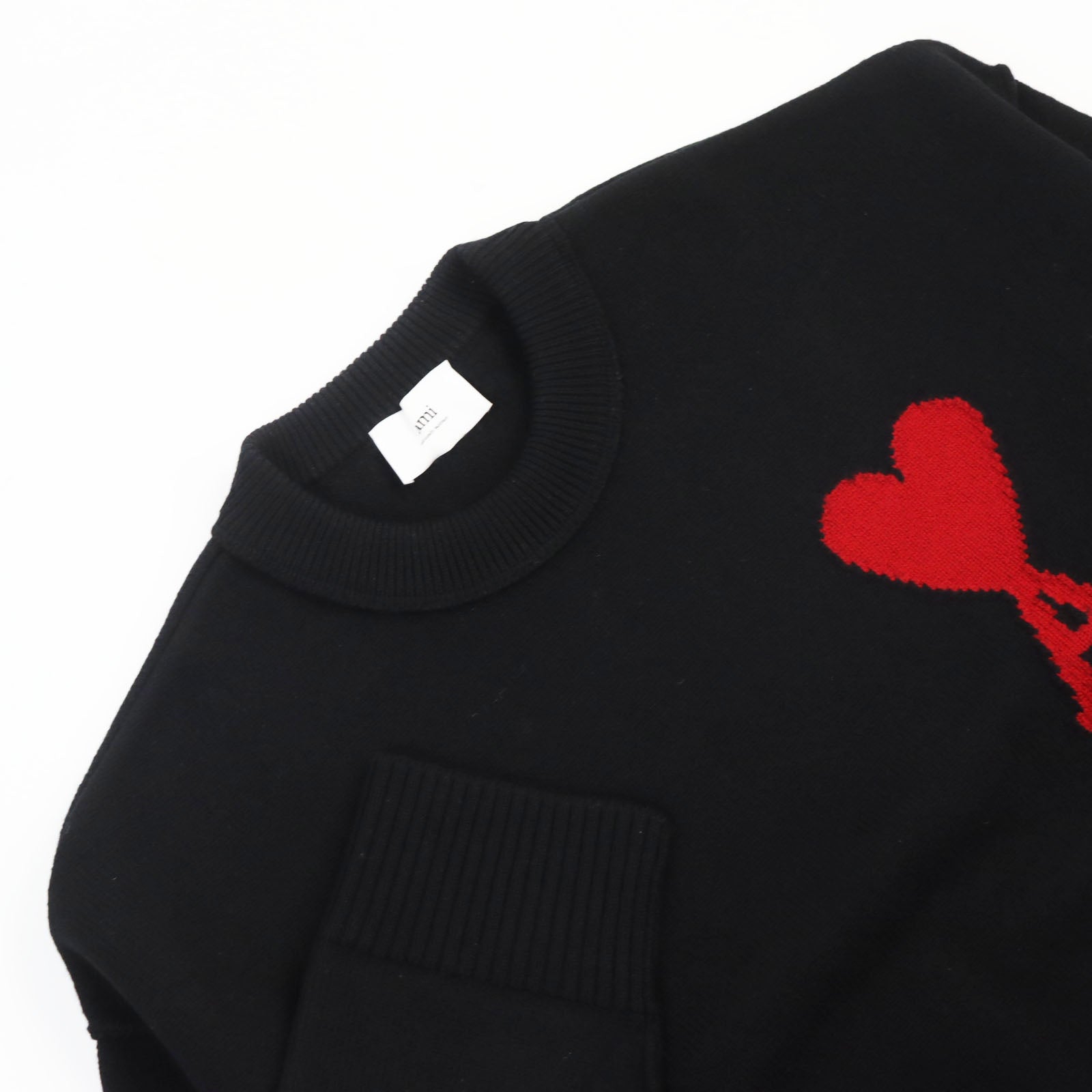 AMI Paris Wool Heart Intarsia Knit Sweater XXL