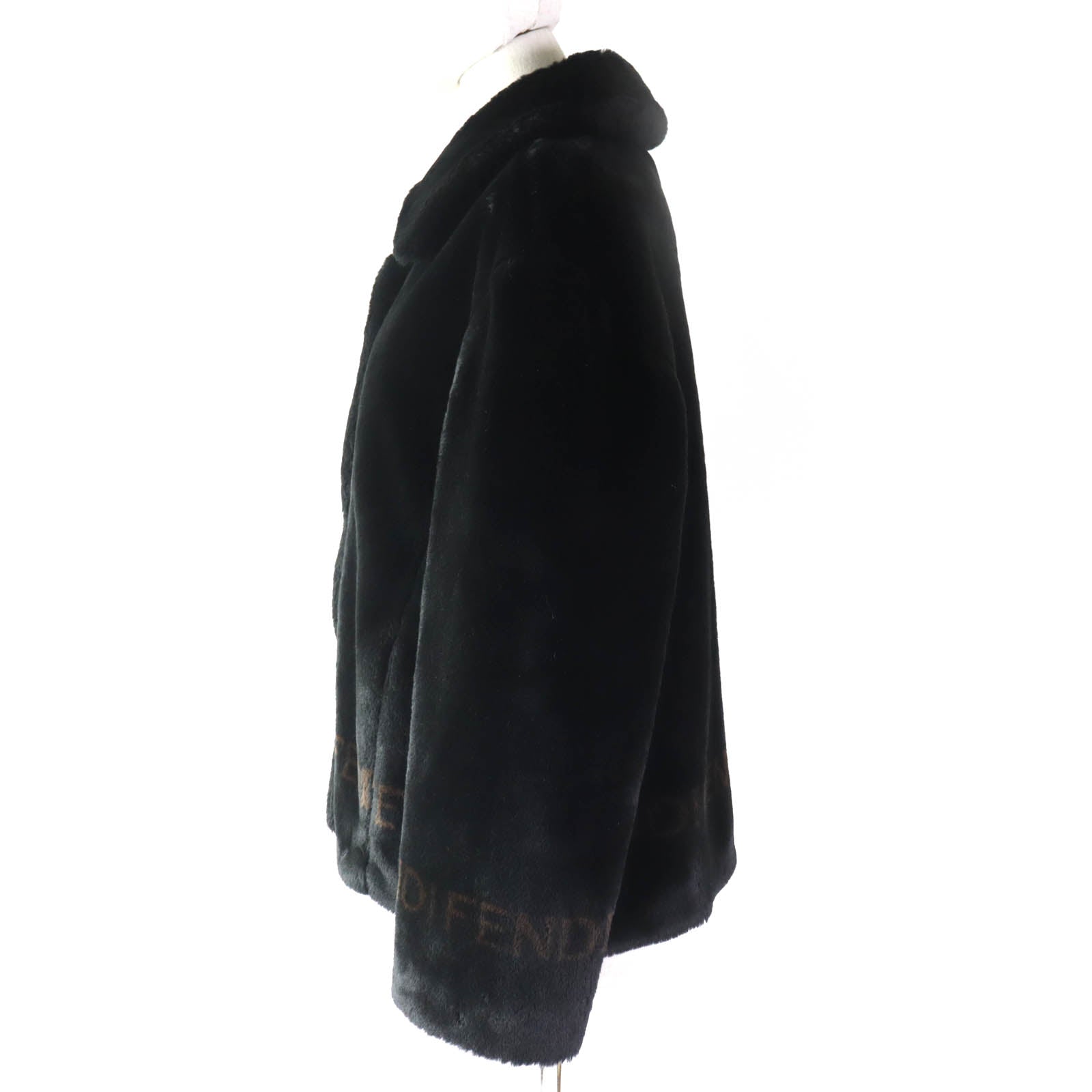 Fendi Eco-fur Jacket with Logo Button and Line Design