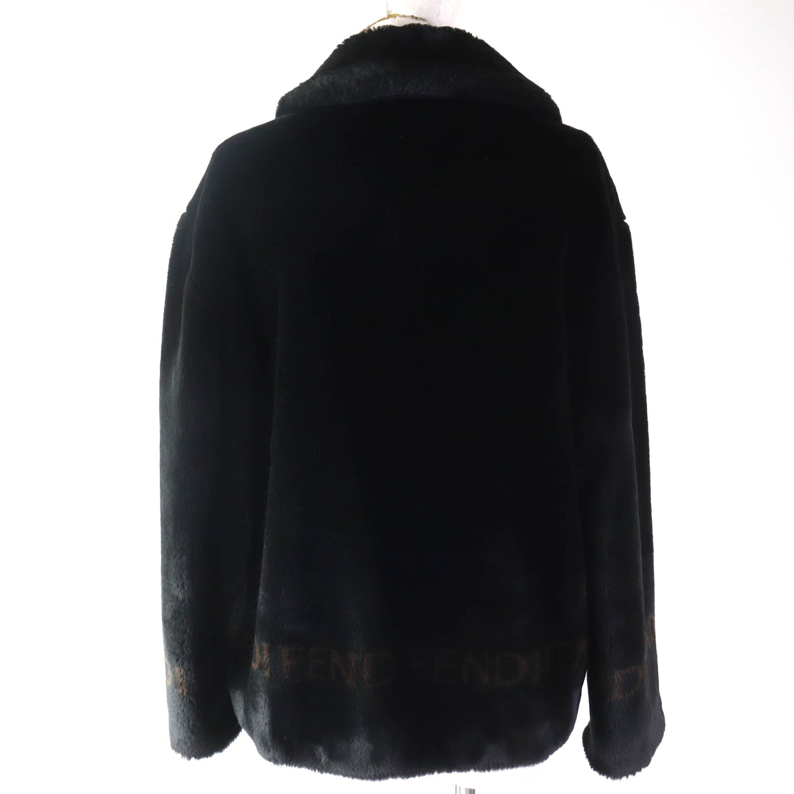 Fendi Eco-fur Jacket with Logo Button and Line Design