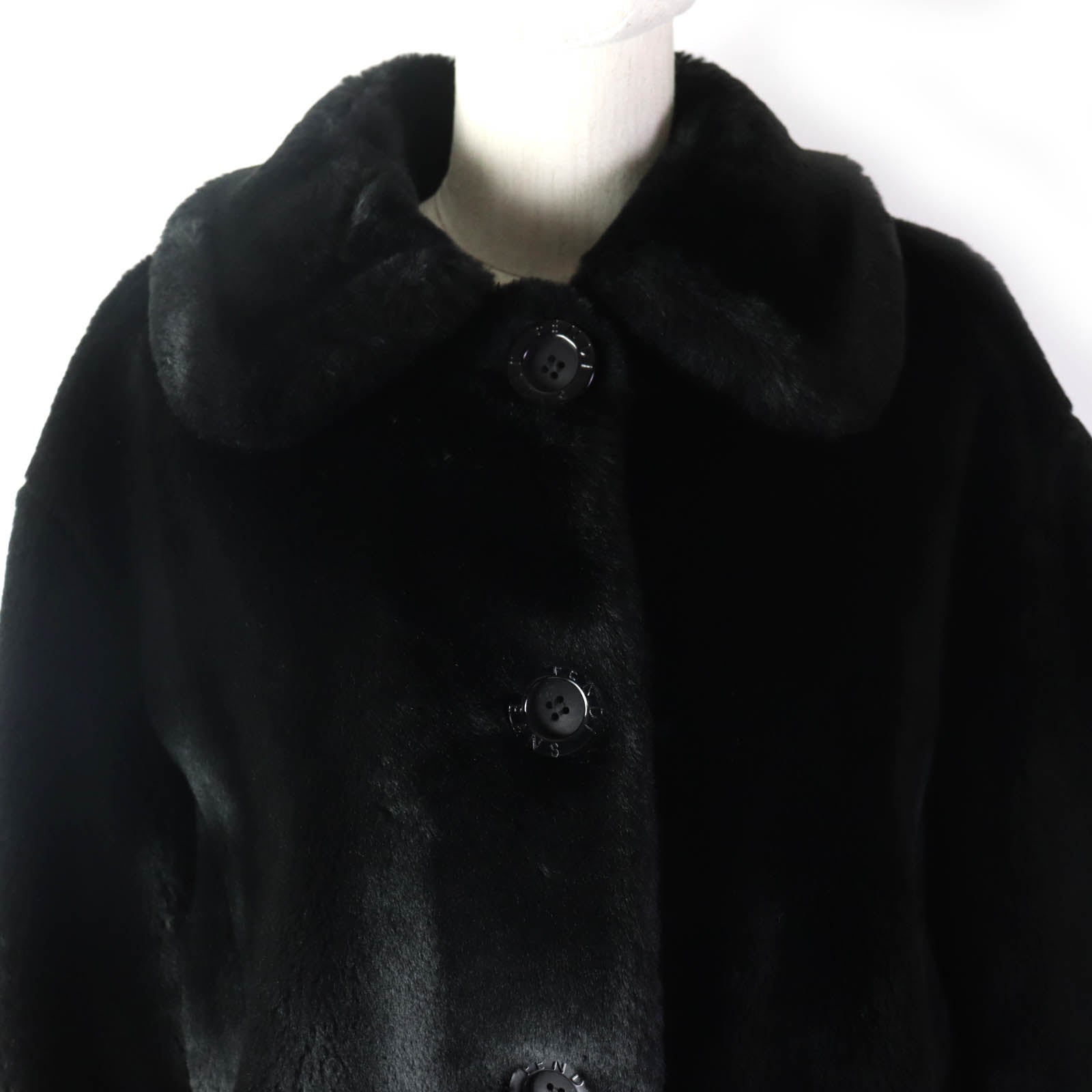 Fendi Eco-fur Jacket with Logo Button and Line Design