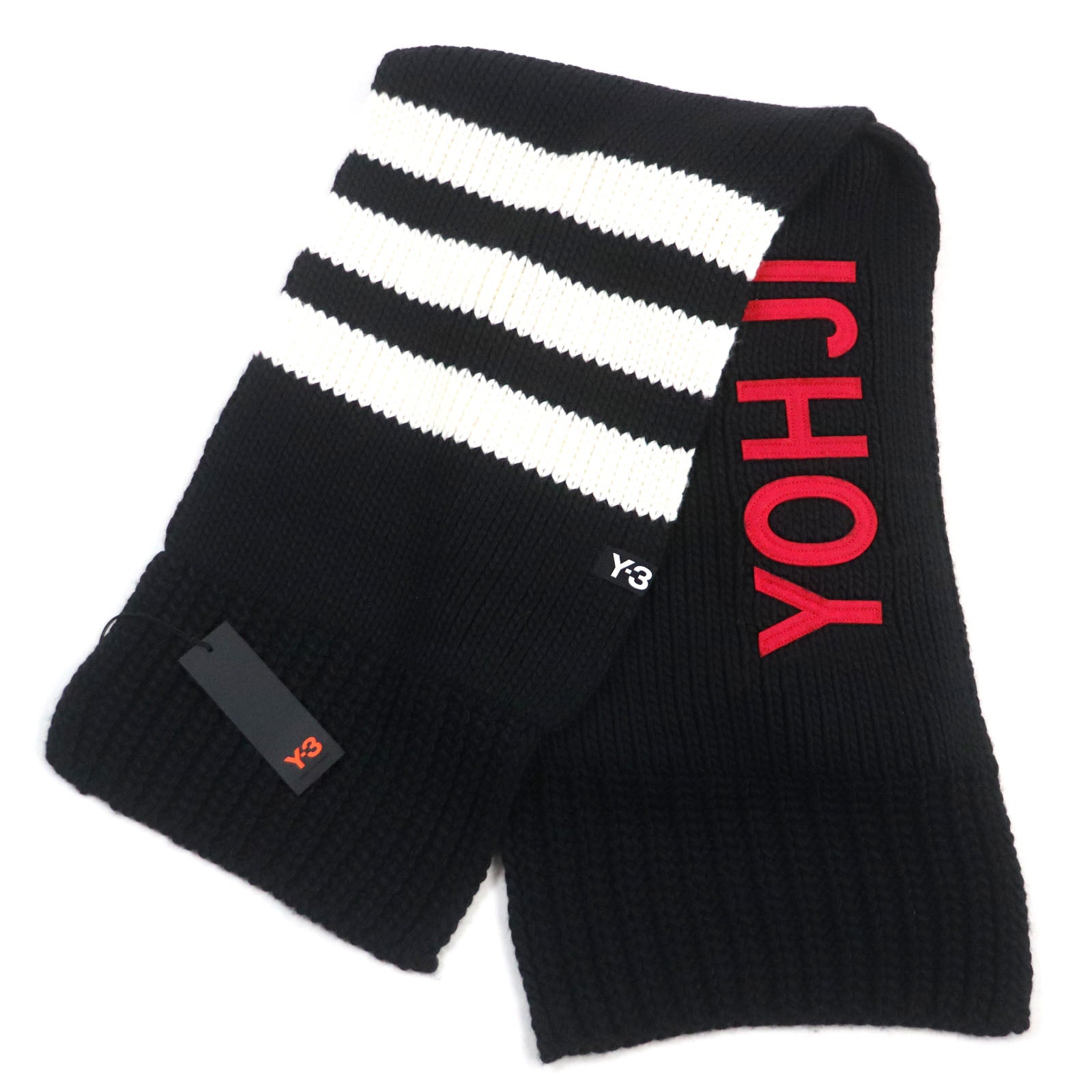 Y-3 Acrylic Wool Knit Scarf Black