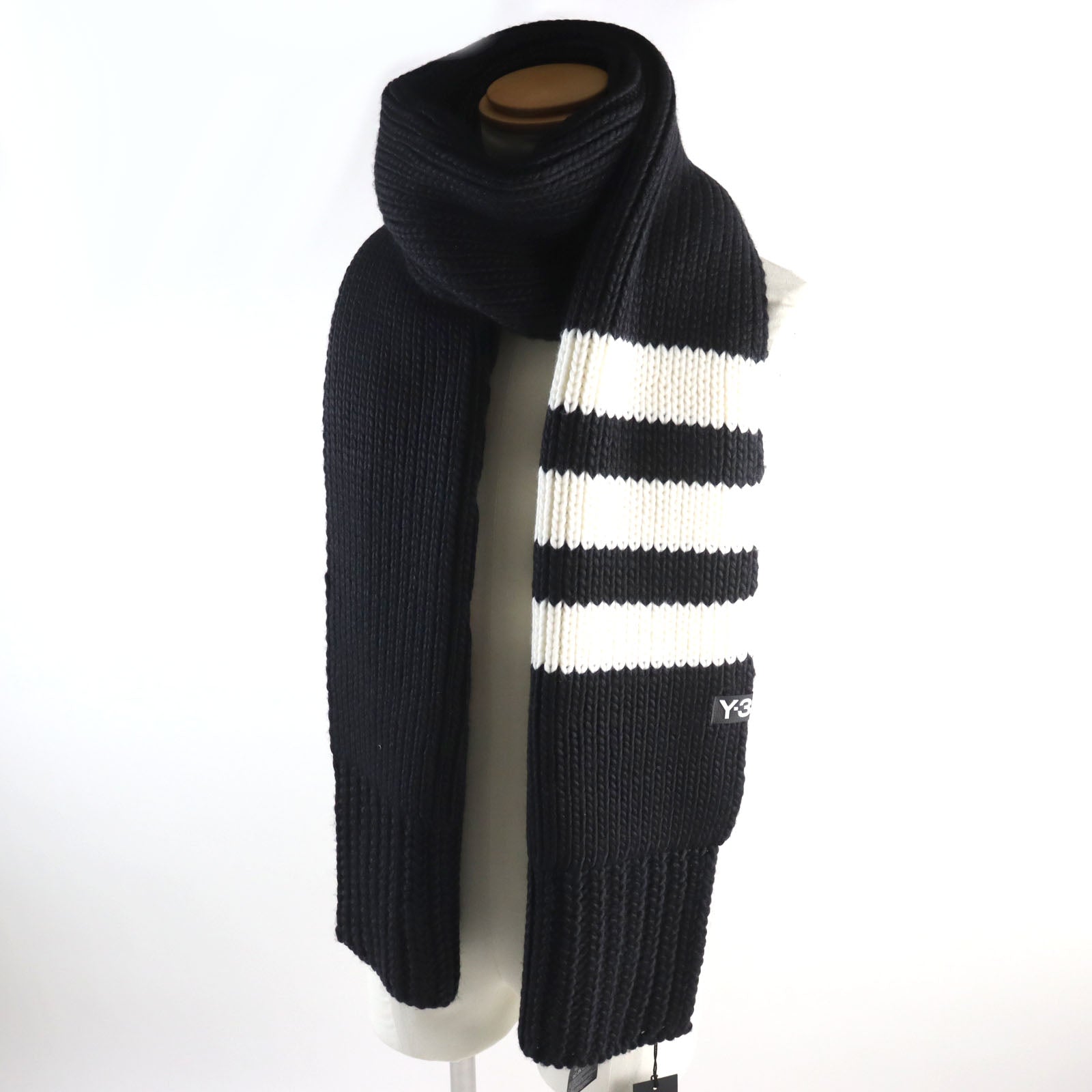 Y-3 Acrylic Wool Knit Scarf Black