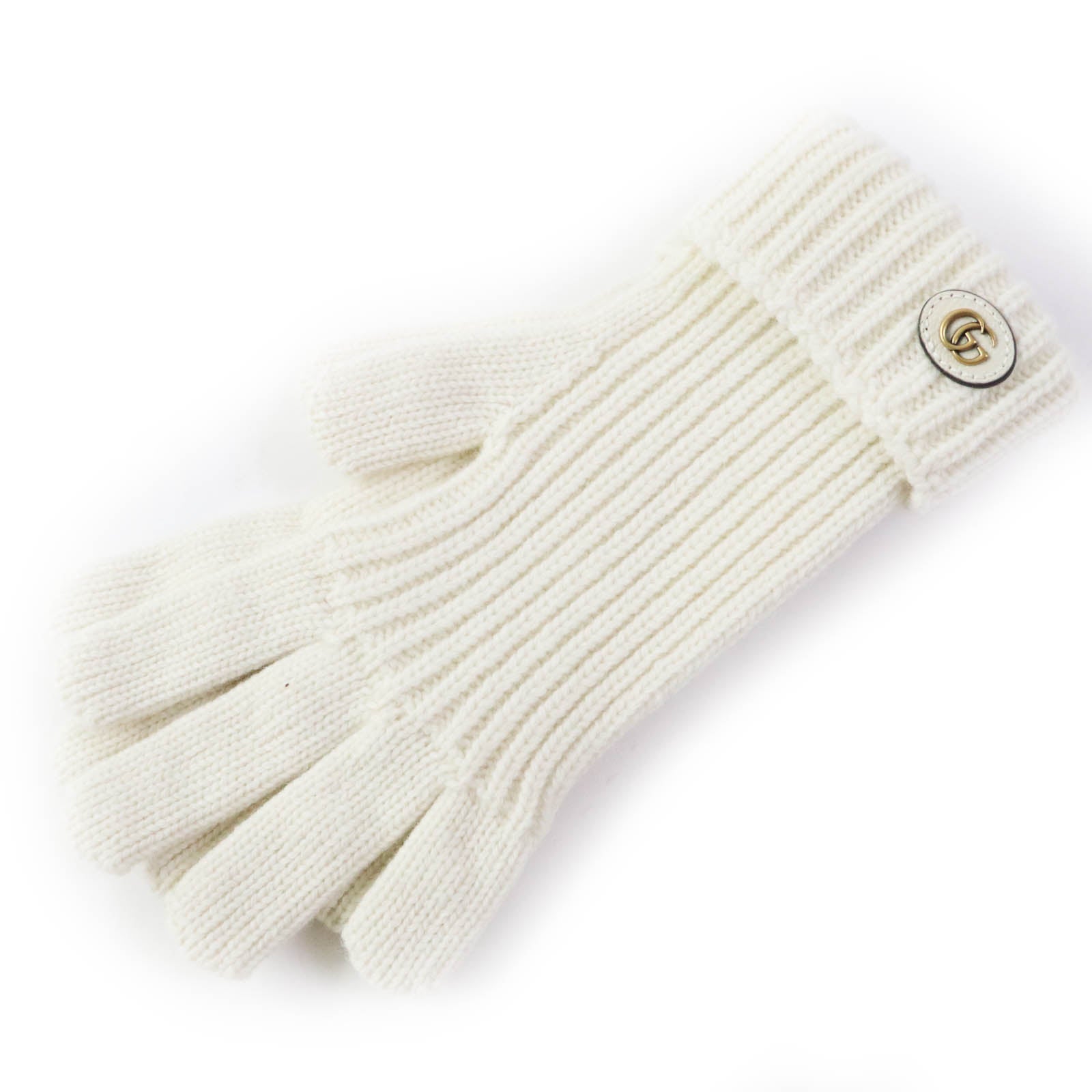 Gucci Wool Cashmere Knitted Gloves Ivory M