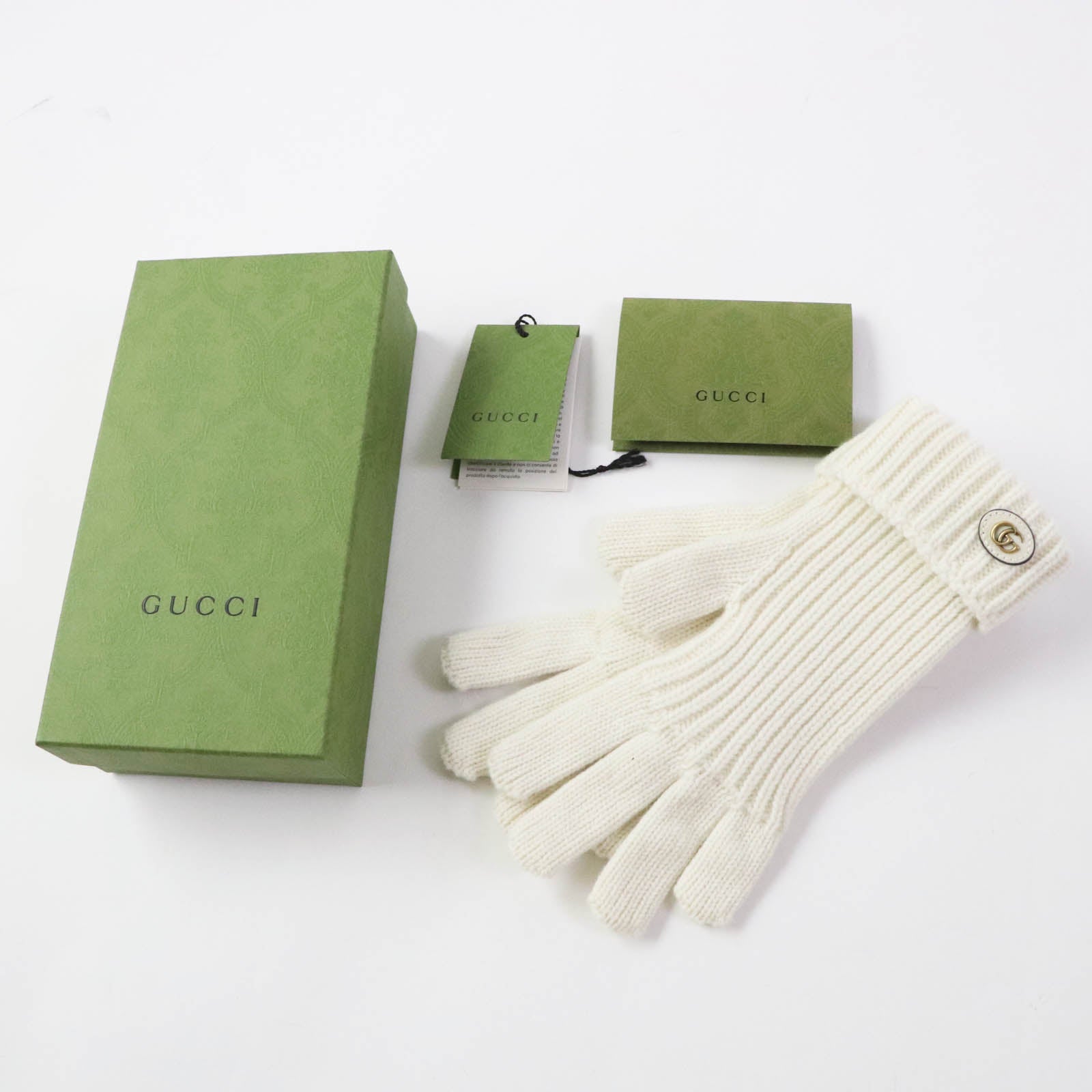 Gucci Wool Cashmere Knitted Gloves Ivory M