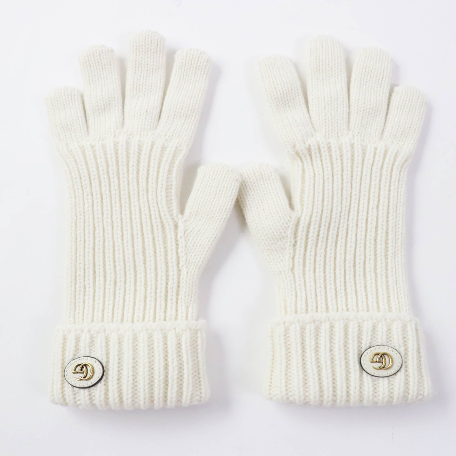 Gucci Wool Cashmere Knitted Gloves Ivory M