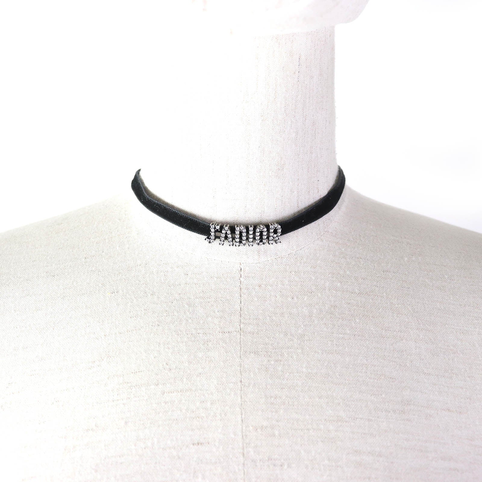 Dior JADIOR Velour Rhinestone Choker Black