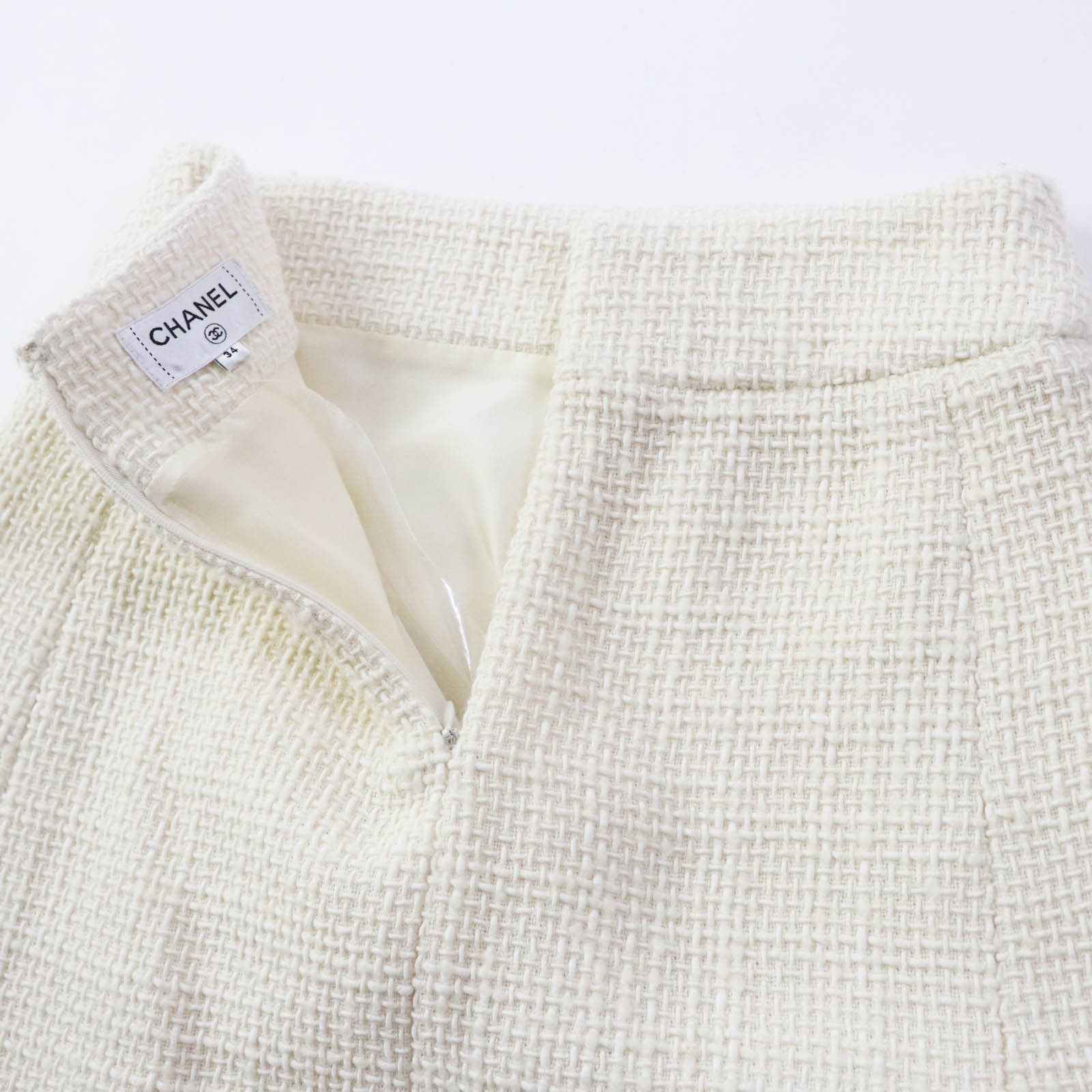 Chanel Tweed Skirt Wool Nylon Silk Lined