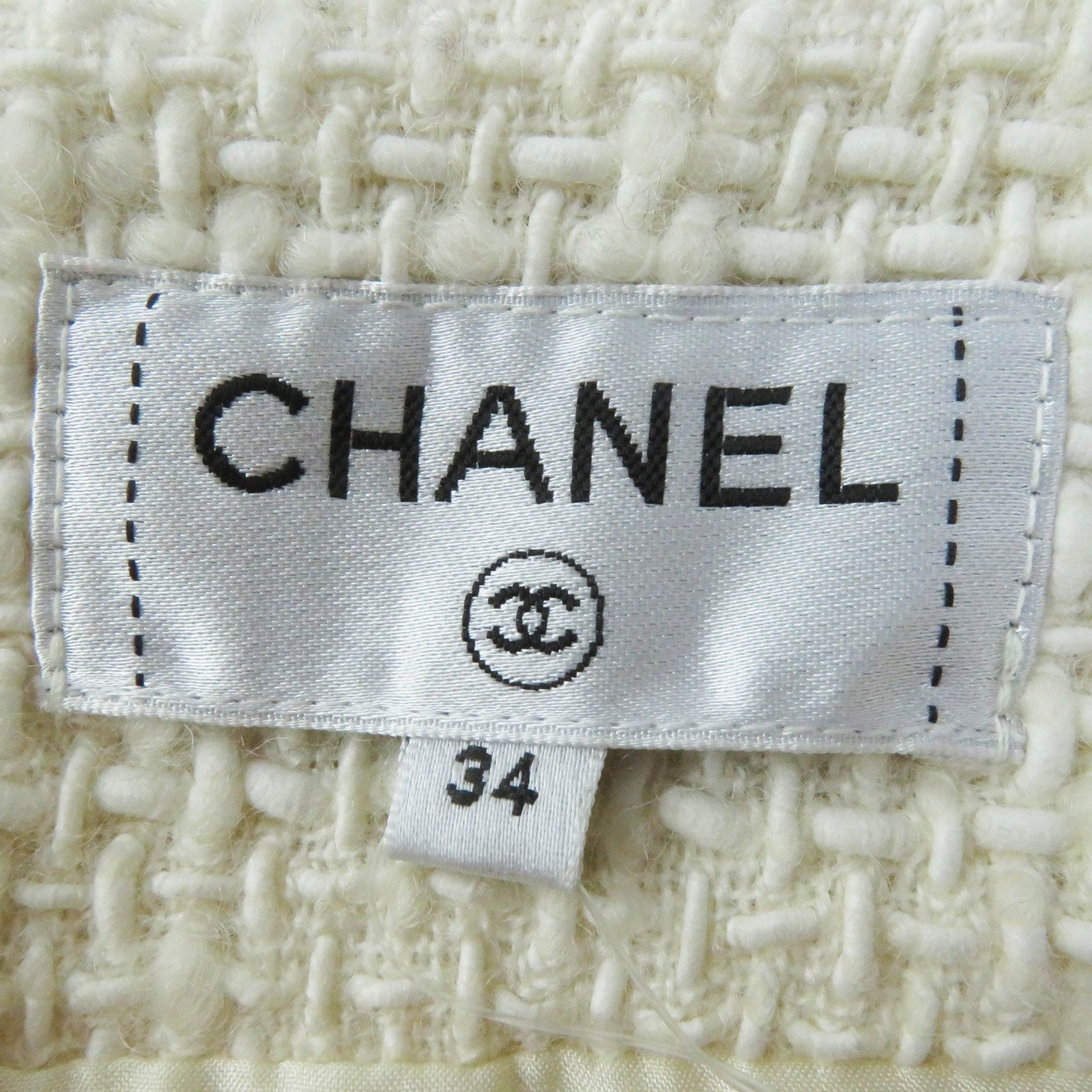 Chanel Tweed Skirt Wool Nylon Silk Lined