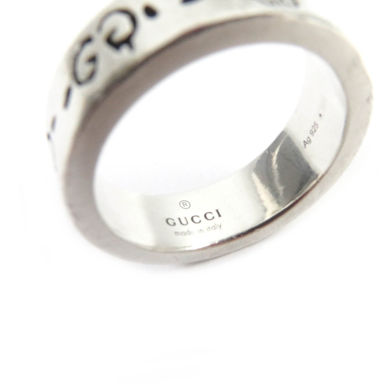 Gucci AG925 GG Logo Skull Ring Silver