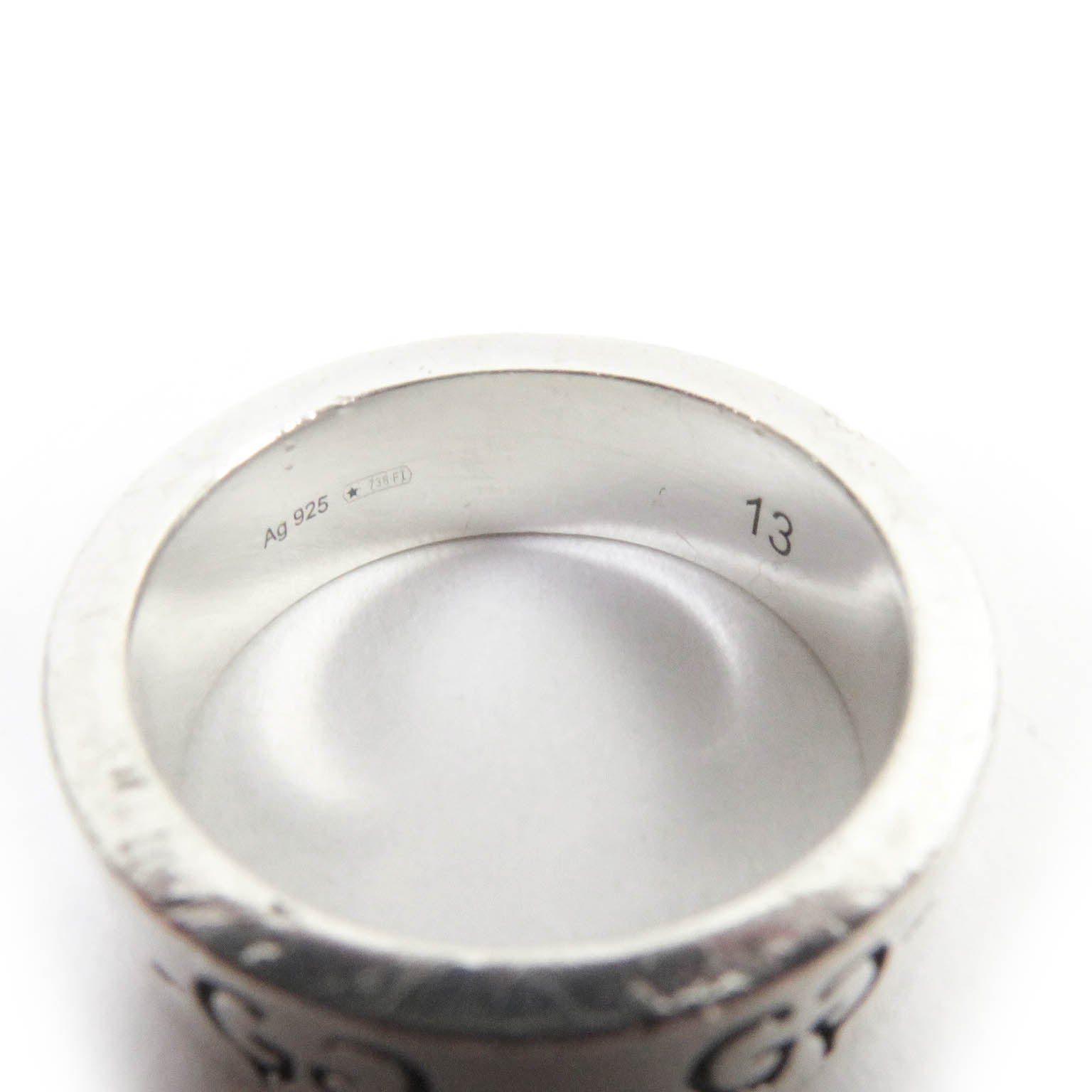 Gucci AG925 GG Logo Skull Ring Silver