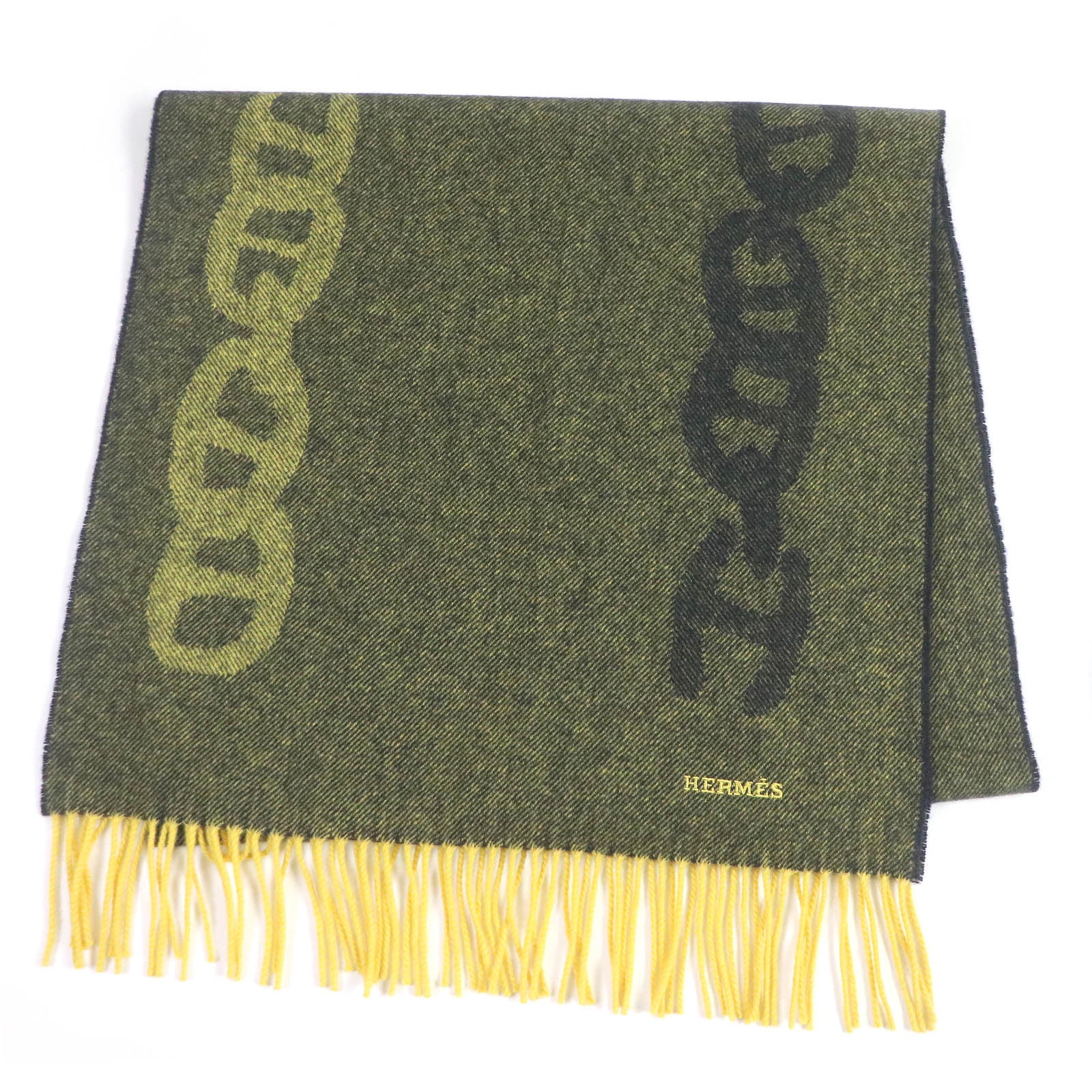 Hermes Cashmere Crazy Chain Fringe Scarf