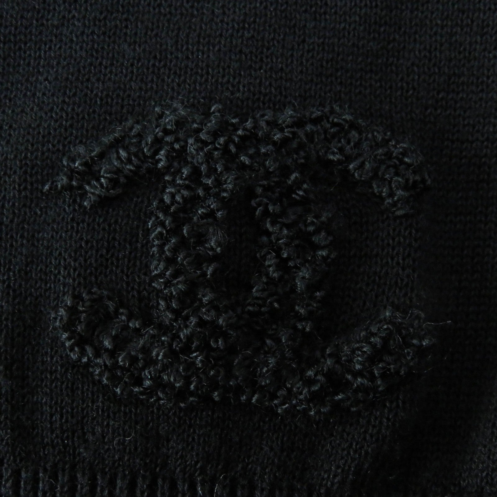 Chanel Cotton V-neck Knit Sweater Black