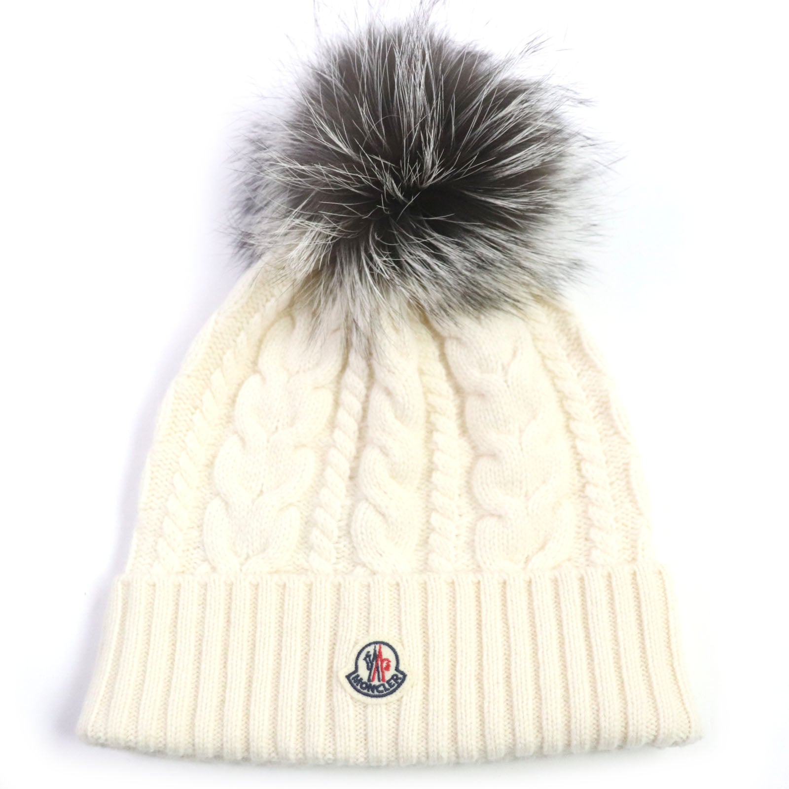 Moncler Wool Cashmere Beanie Hat with Fox Fur