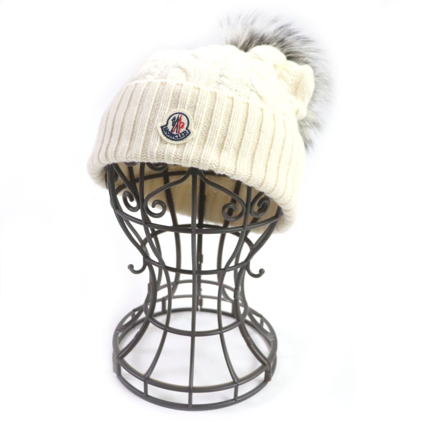 Moncler Wool Cashmere Beanie Hat with Fox Fur