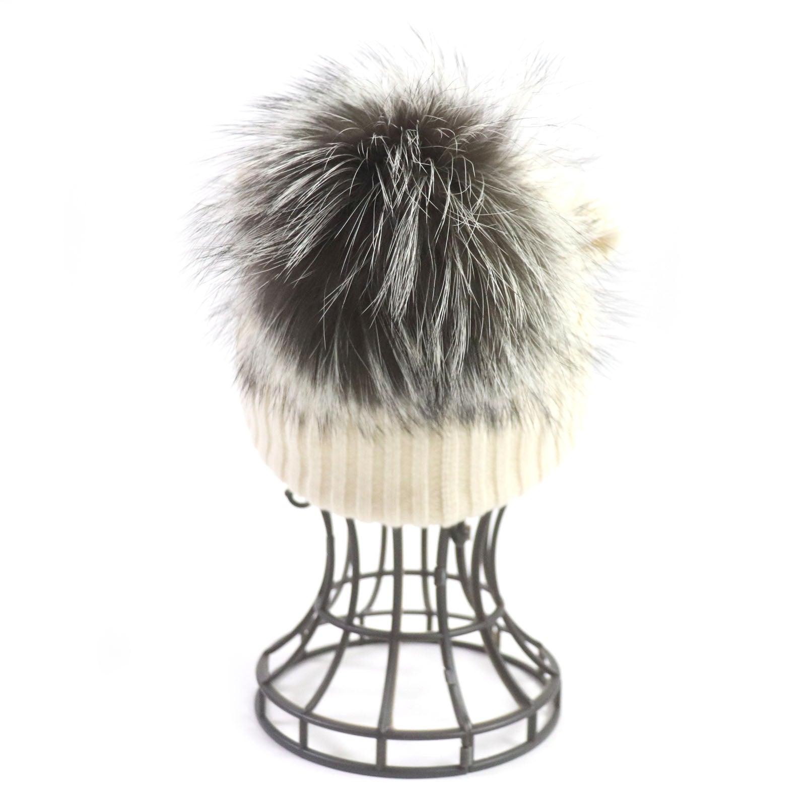 Moncler Wool Cashmere Beanie Hat with Fox Fur