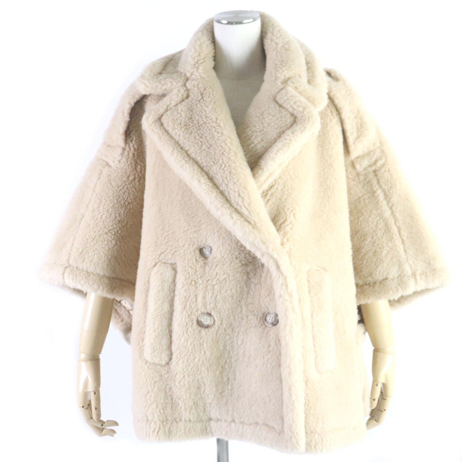 Max Mara Camel Wool Silk Teddy Bear Cape Poncho