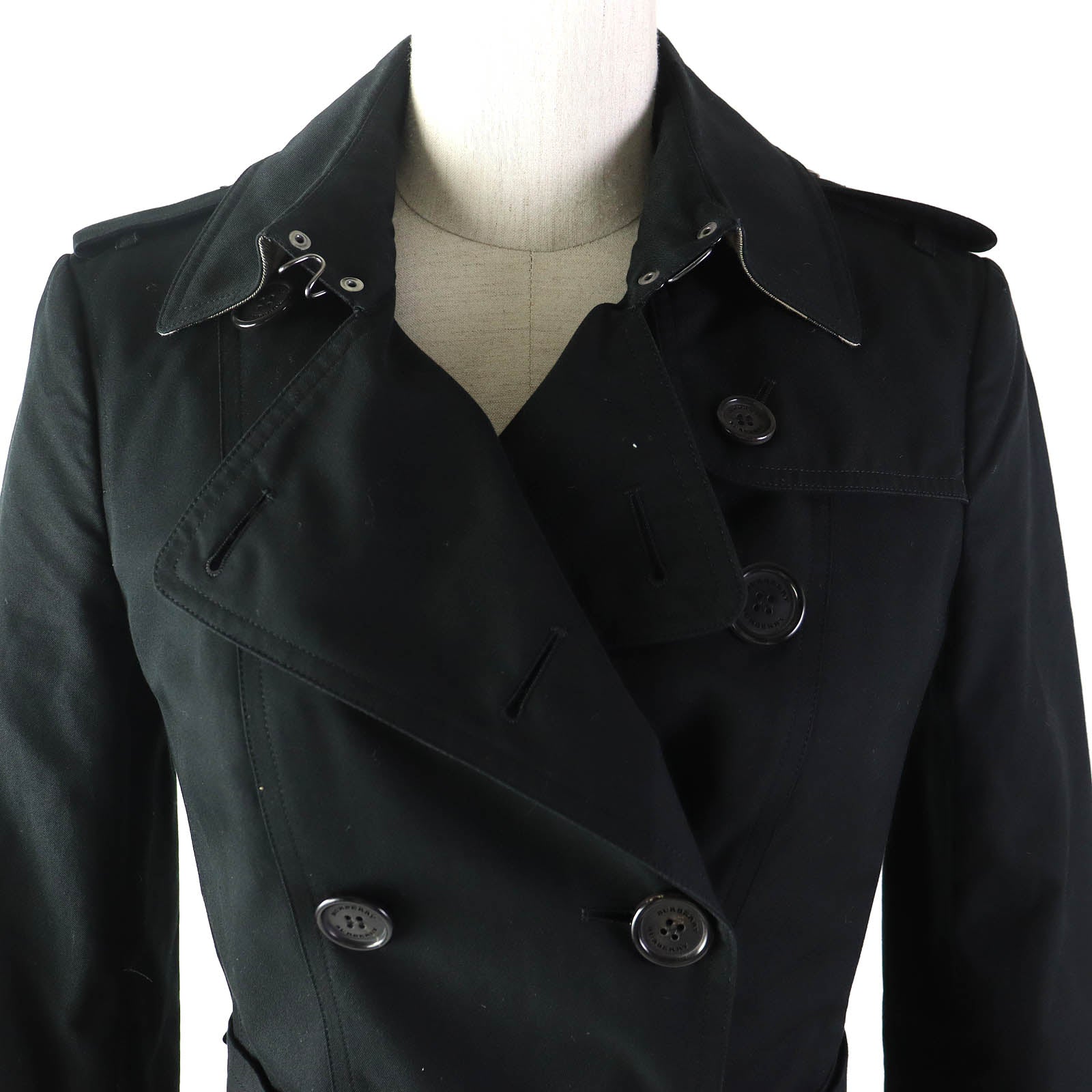 Burberry Cotton Trench Coat Black Women