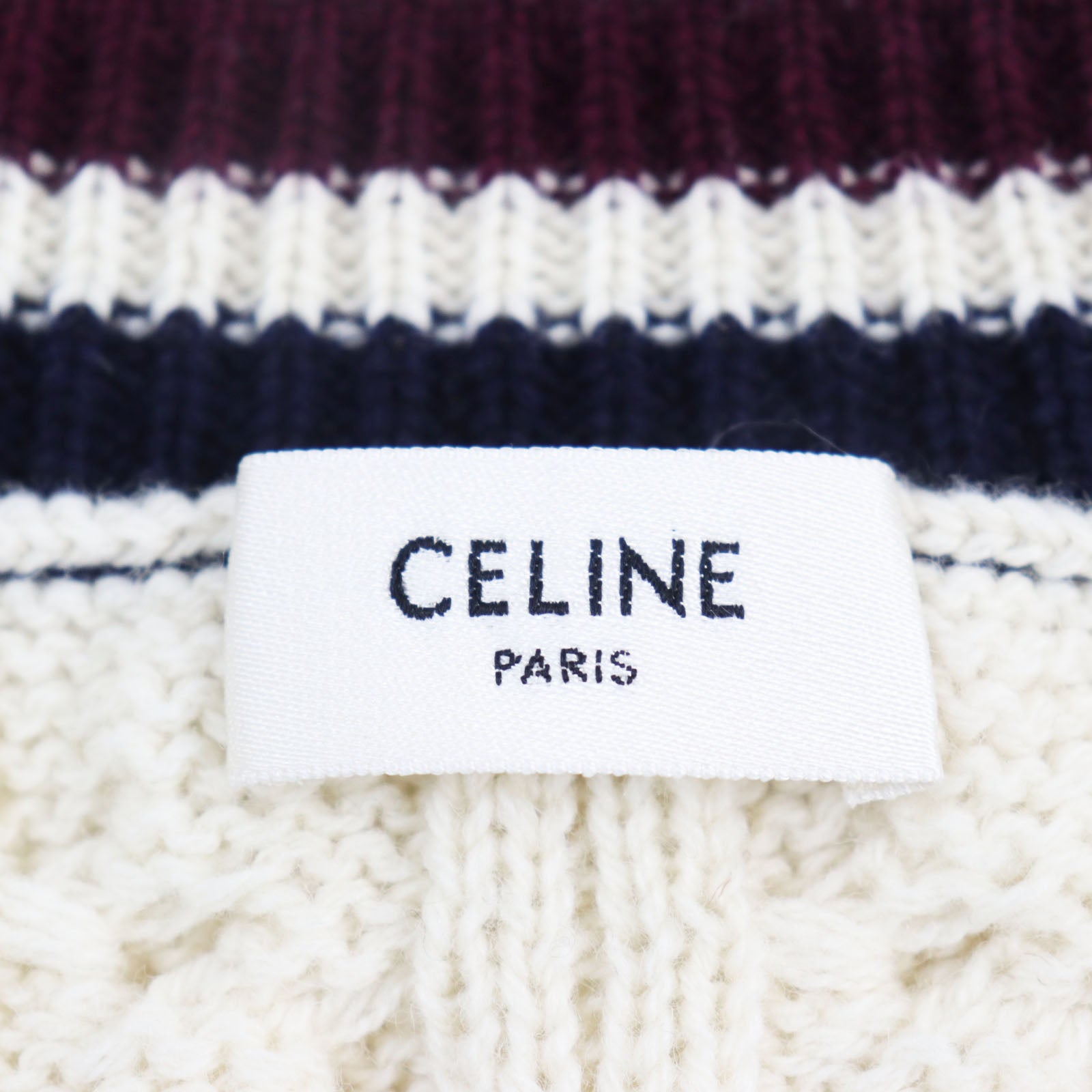 Celine Wool Cable Knit V-Neck Sweater XS